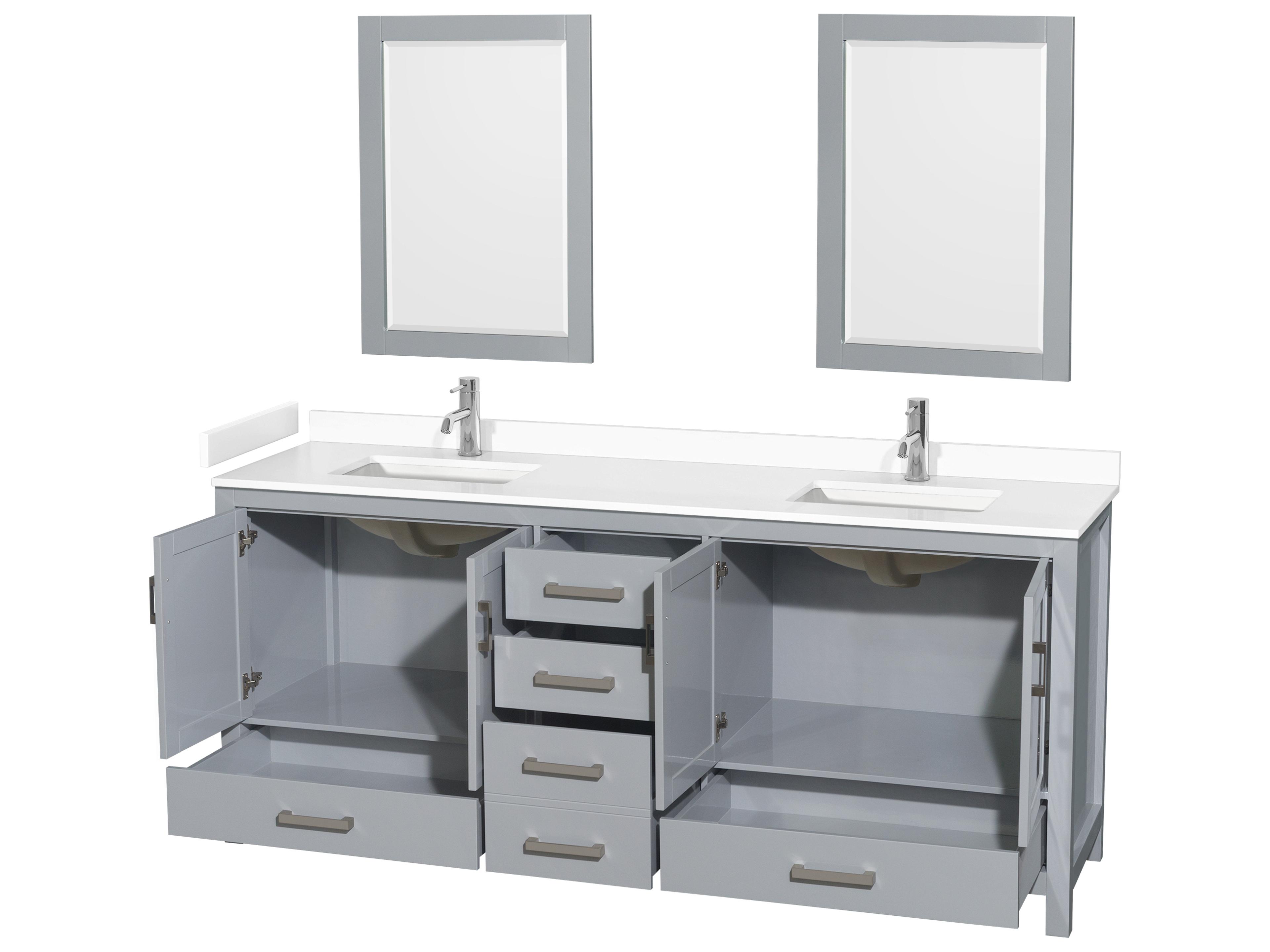 Wyndham Collection Sheffield 80" Gray Vanity with 24" Mirror