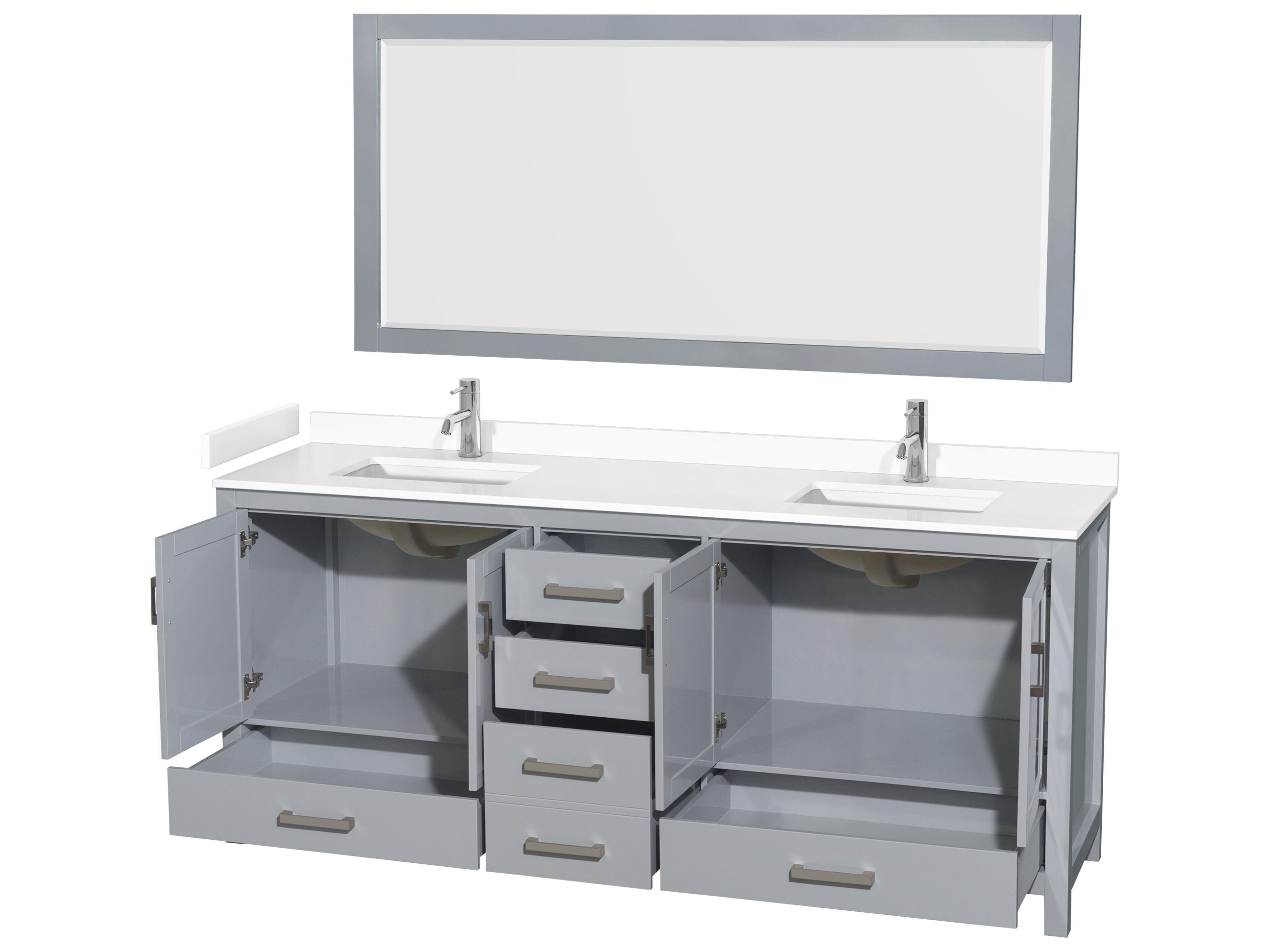 Wyndham Collection Sheffield 80" Gray Vanity with 70" Mirror