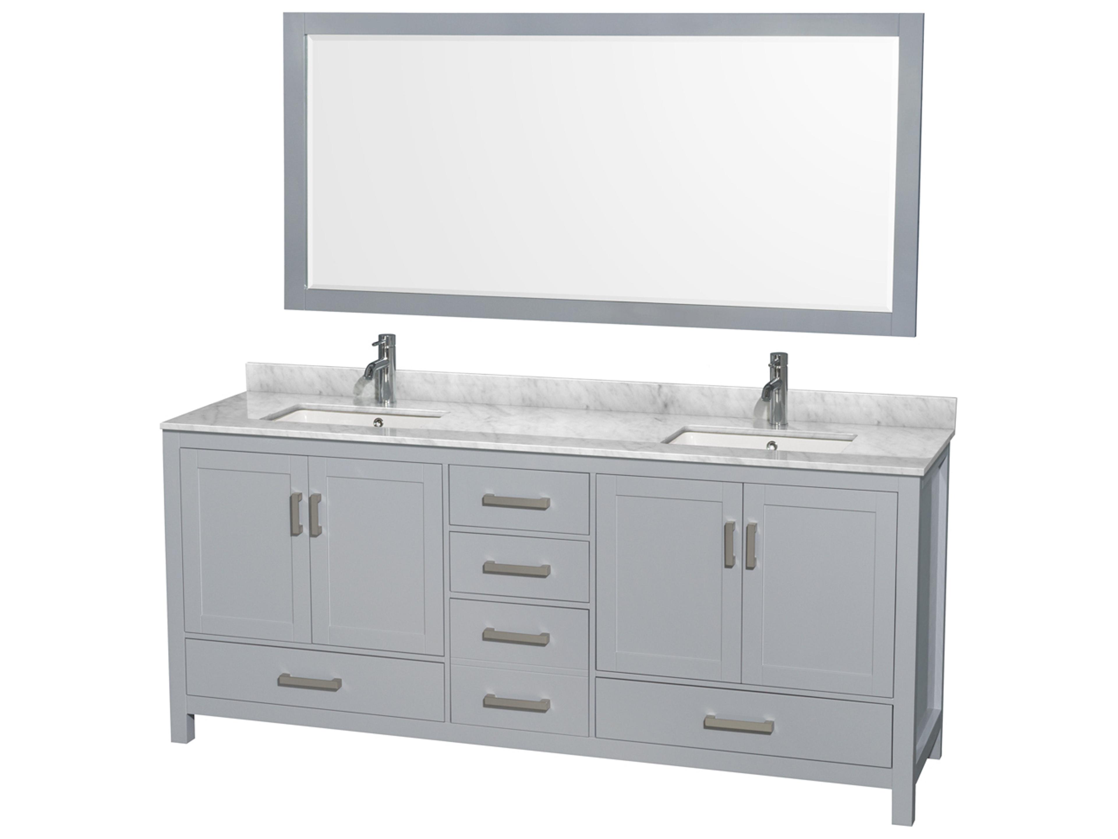 Wyndham Collection Sheffield 80" Gray Vanity with 70" Mirror