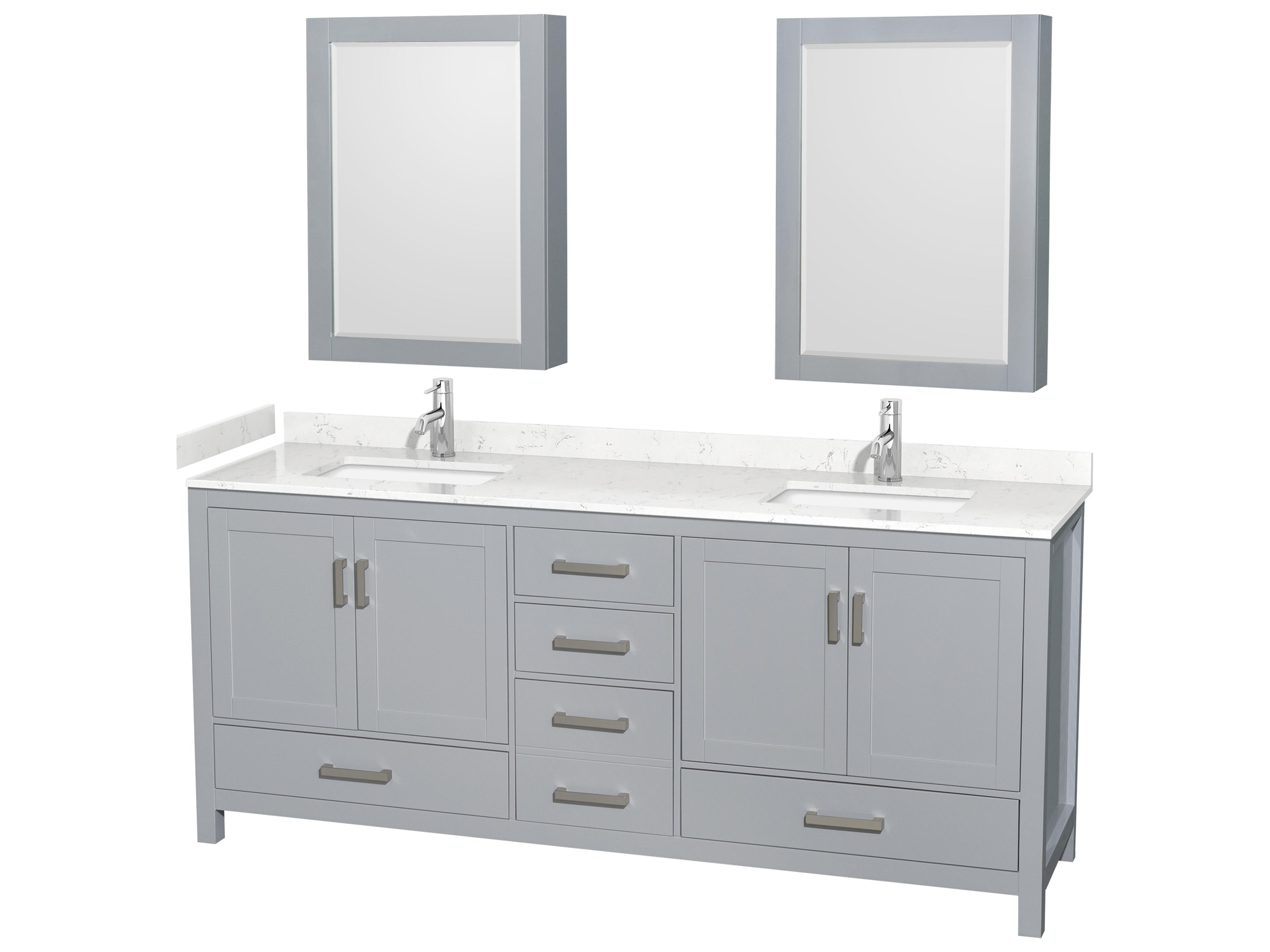Sheffield 80" Gray Vanity with Medicine Cabinet