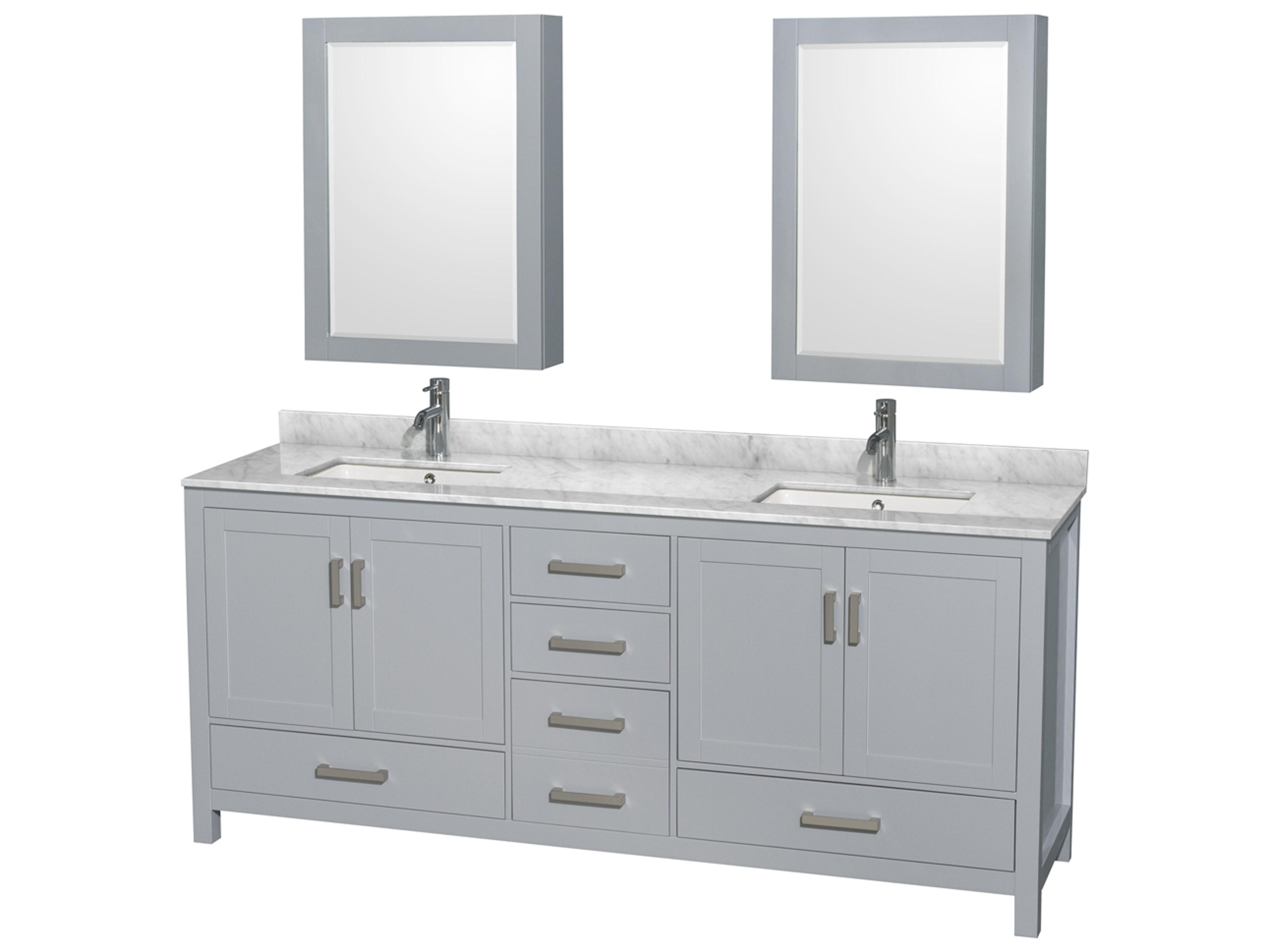 Wyndham Collection Sheffield 80" Gray Vanity with Medicine Cabinet