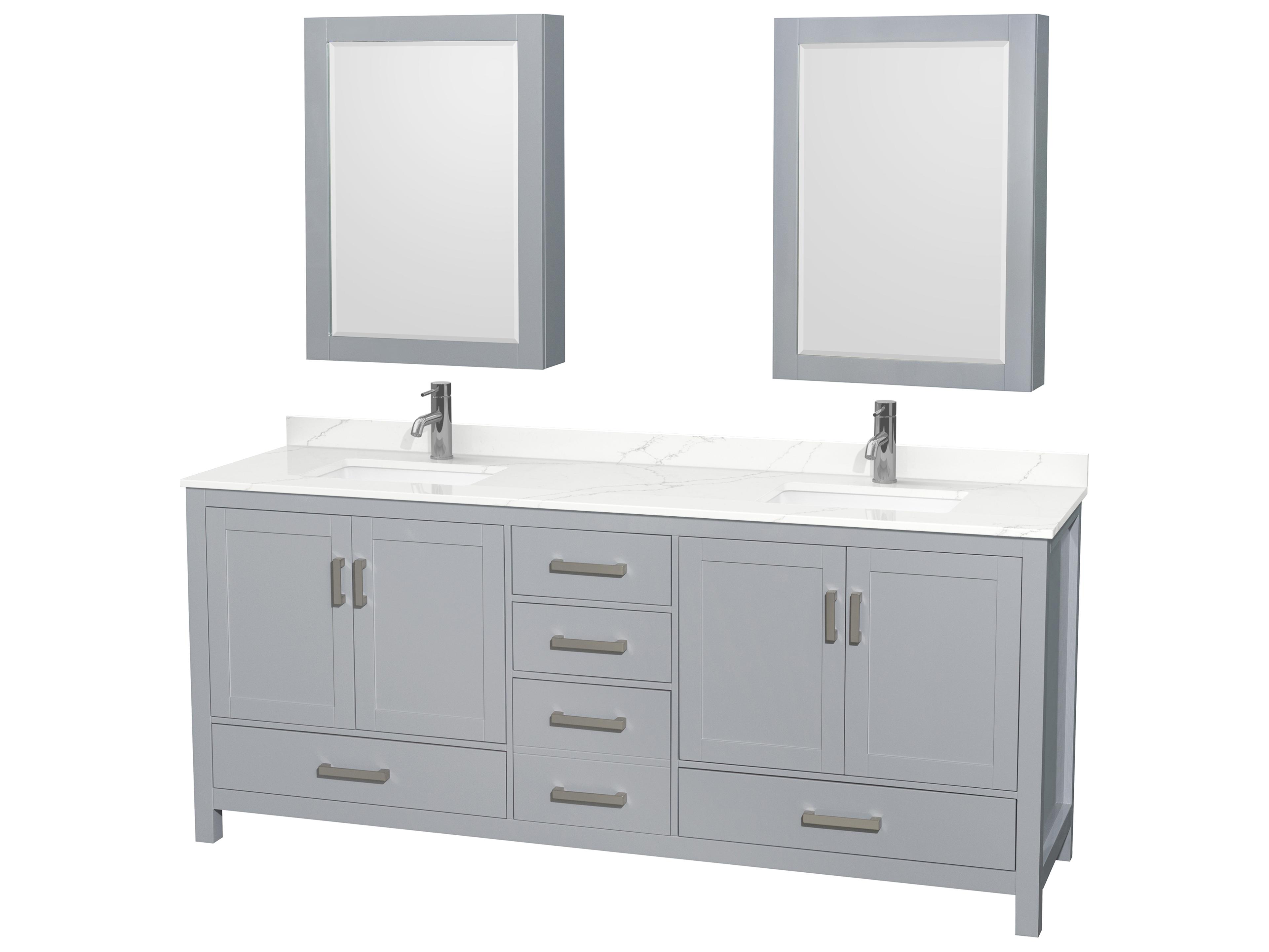 Sheffield 80" Gray Vanity with Medicine Cabinet
