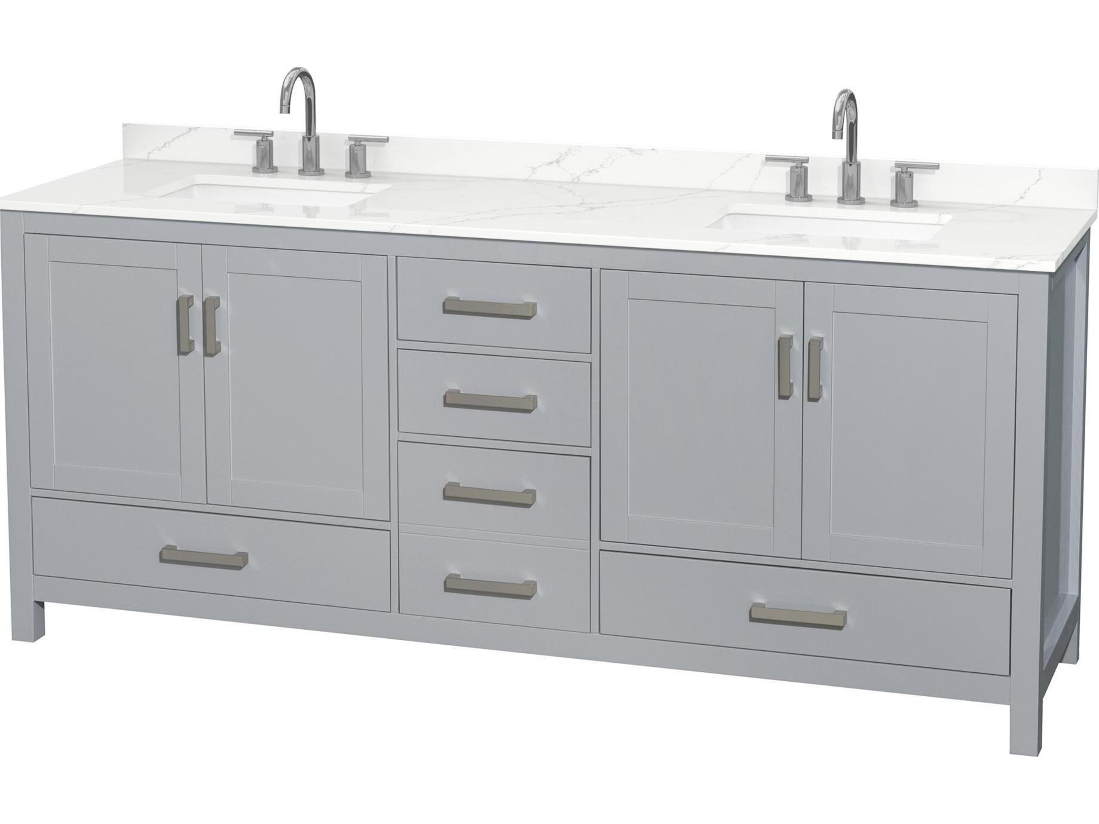 Wyndham Collection Sheffield 80" Gray Vanity