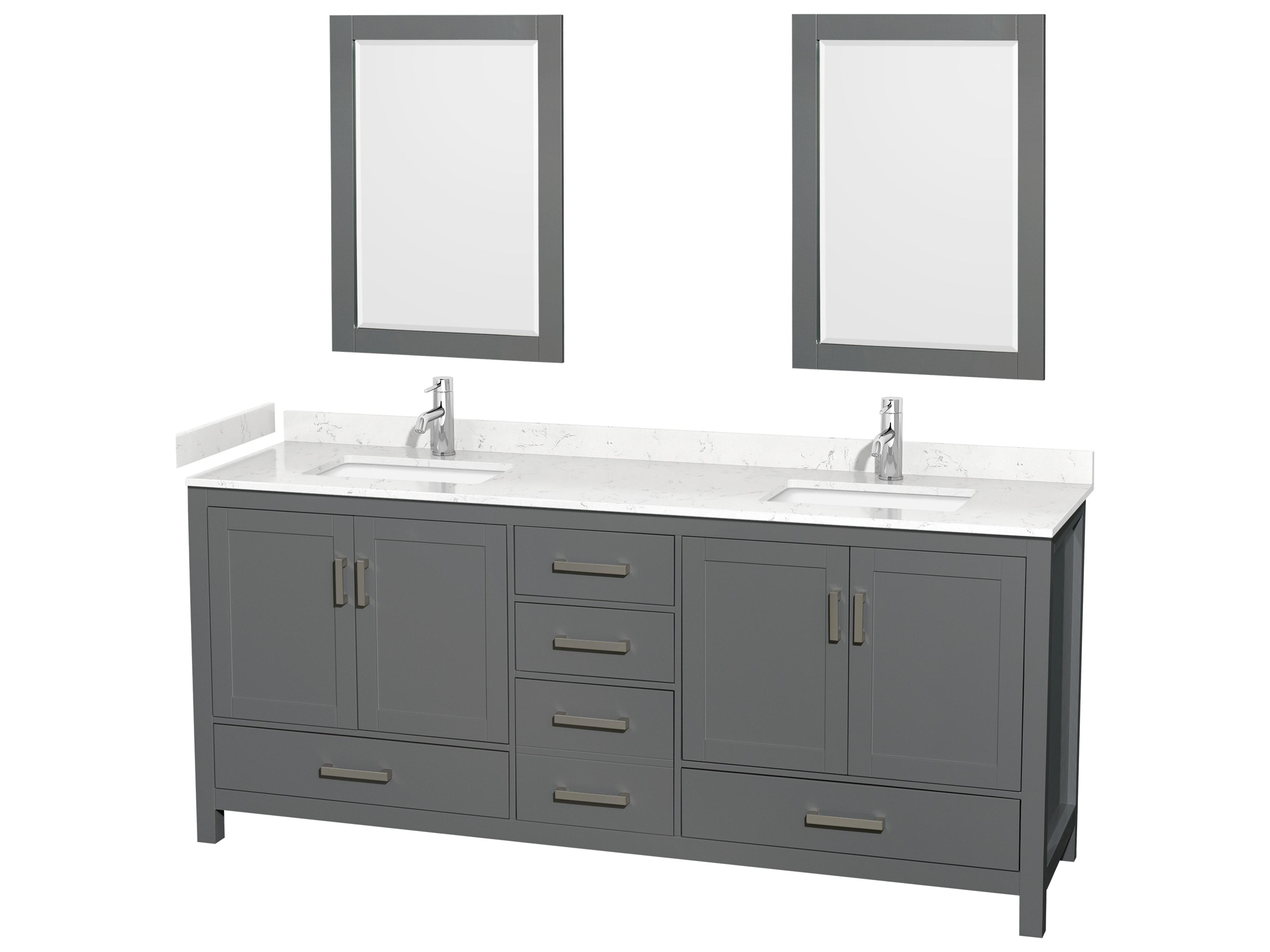 Sheffield 80" Dark Gray Vanity with 24" Mirror