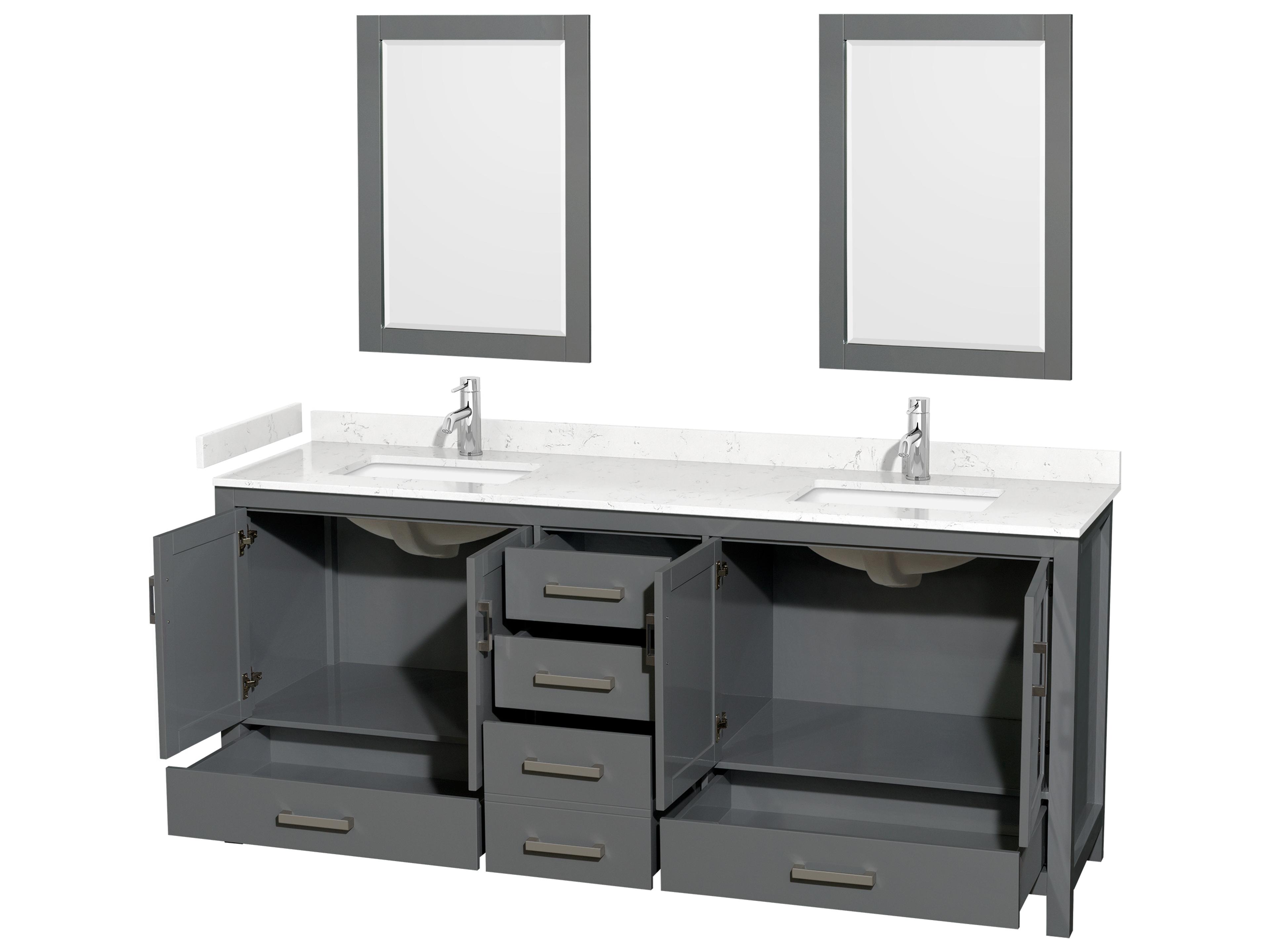 Wyndham Collection Sheffield 80" Dark Gray Vanity with 24" Mirror