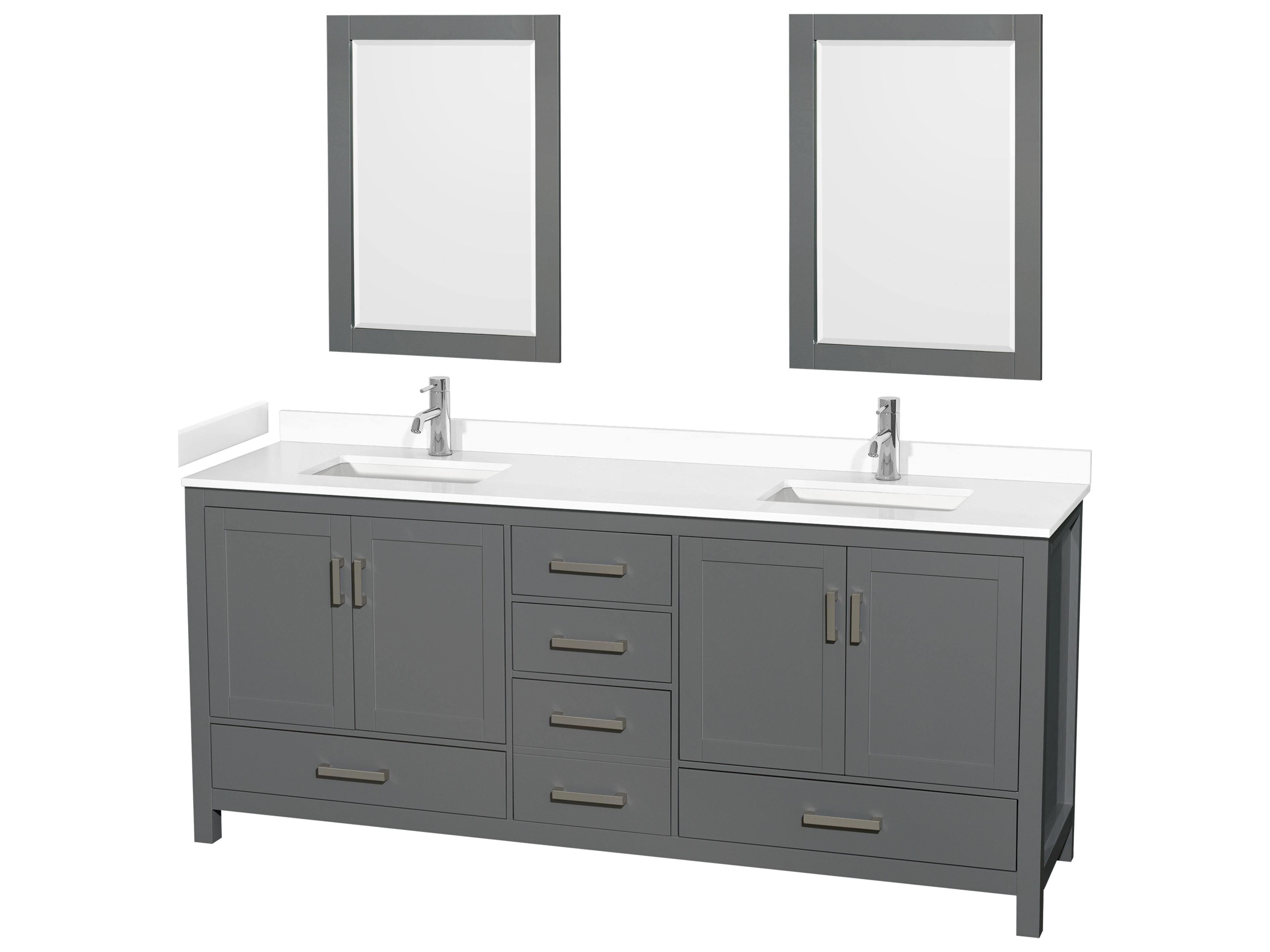 Wyndham Collection Sheffield 80" Dark Gray Vanity with 24" Mirror