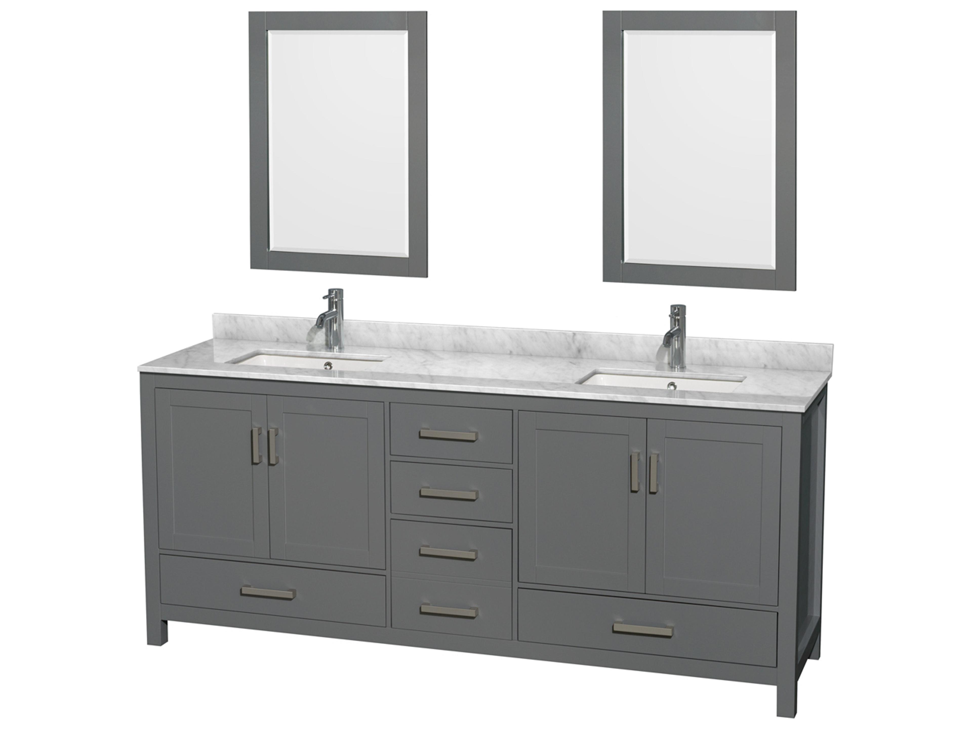 Wyndham Collection Sheffield 80" Dark Gray Vanity with 24" Mirror
