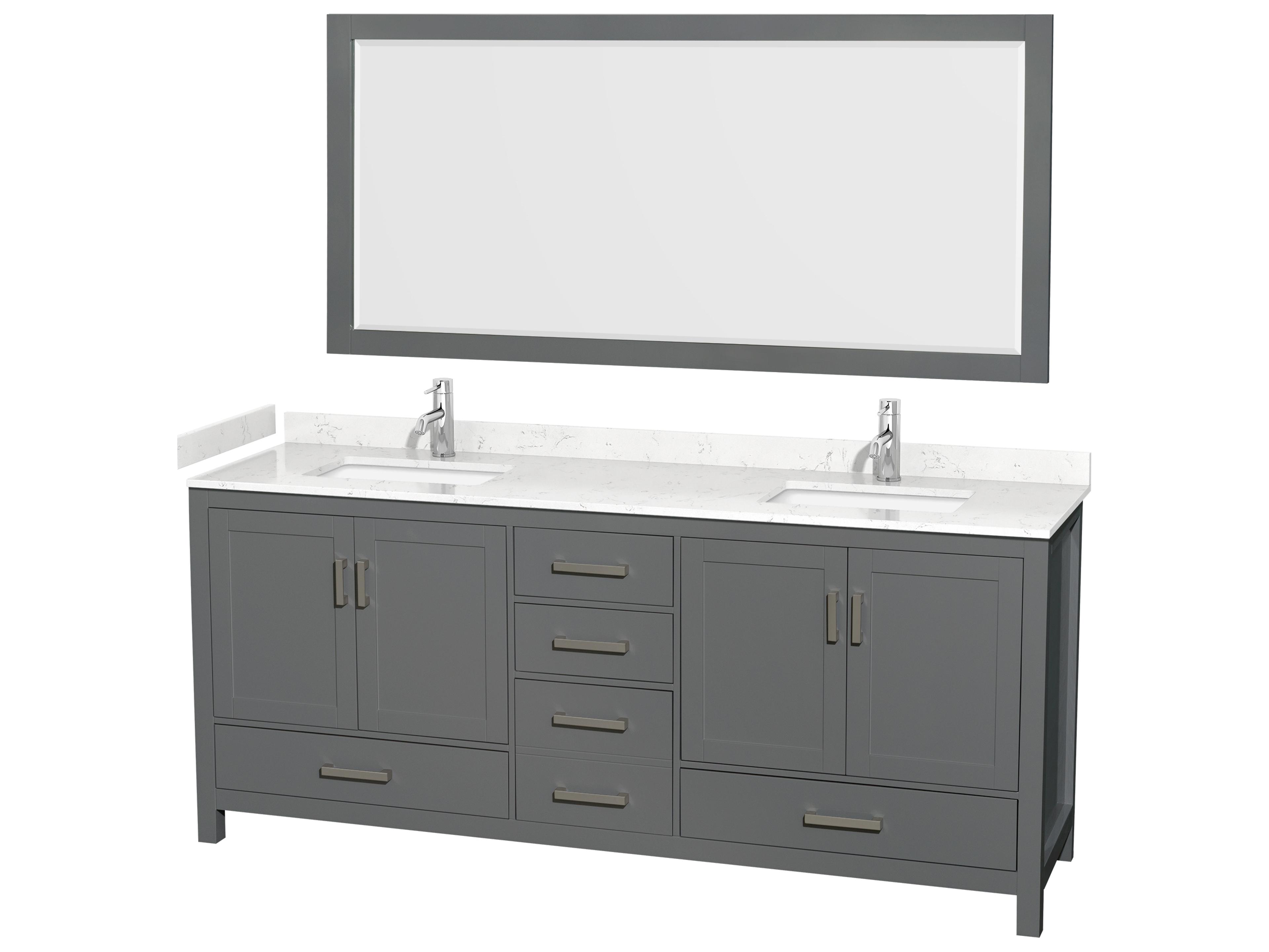 Sheffield 80" Dark Gray Vanity with 70" Mirror