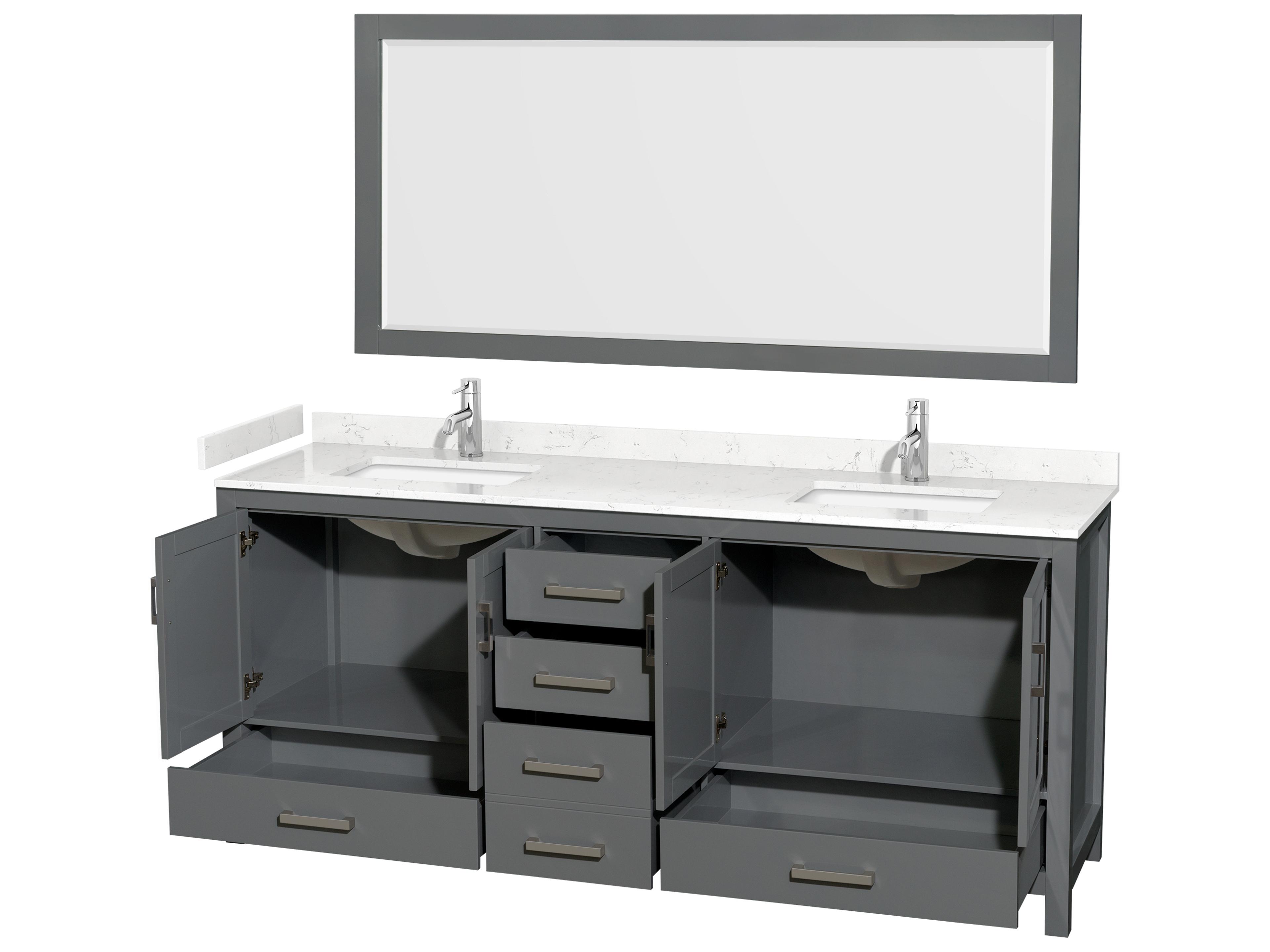 Wyndham Collection Sheffield 80" Dark Gray Vanity with 70" Mirror