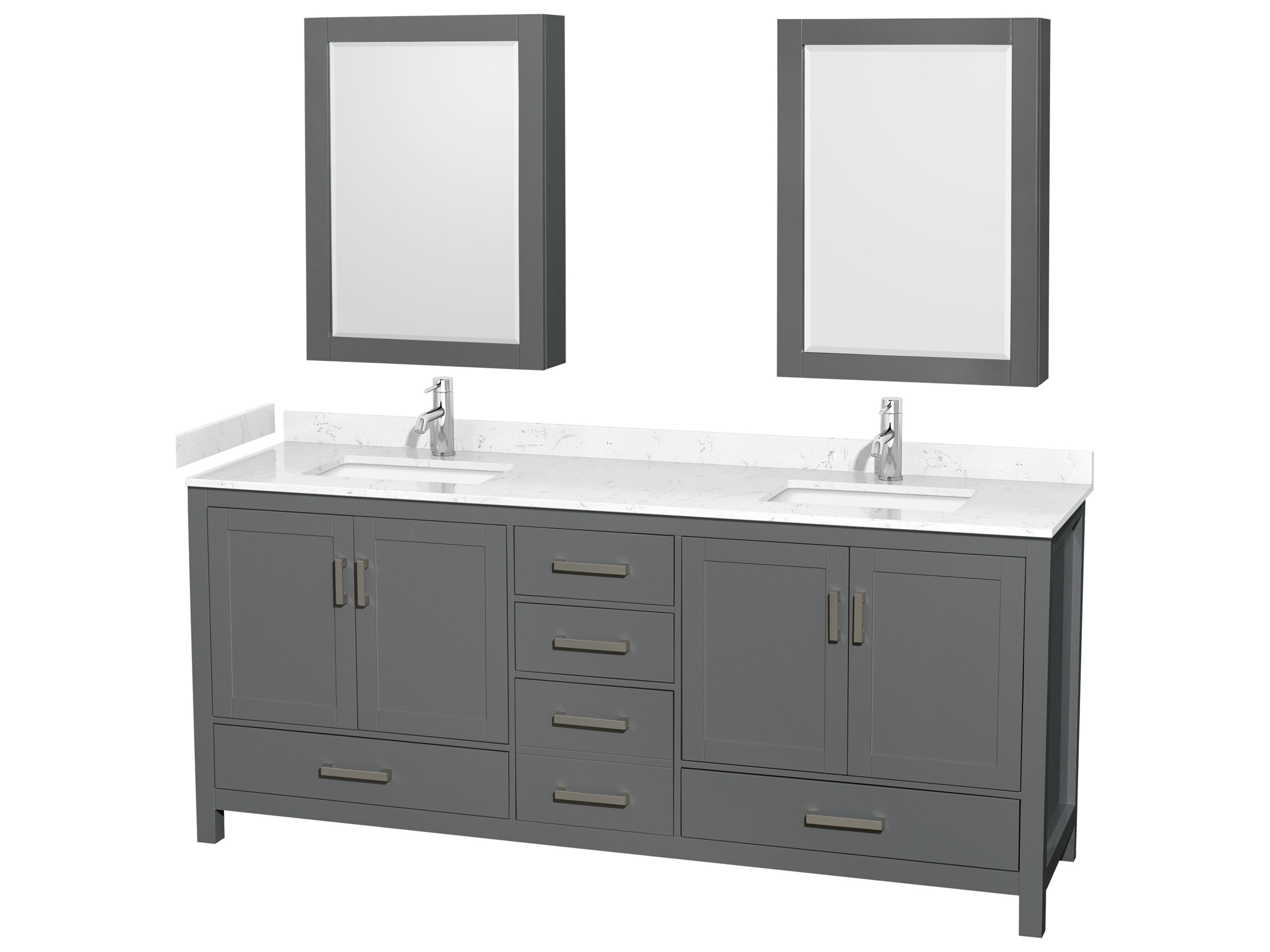 Sheffield 80" Dark Gray Vanity with Medicine Cabinet
