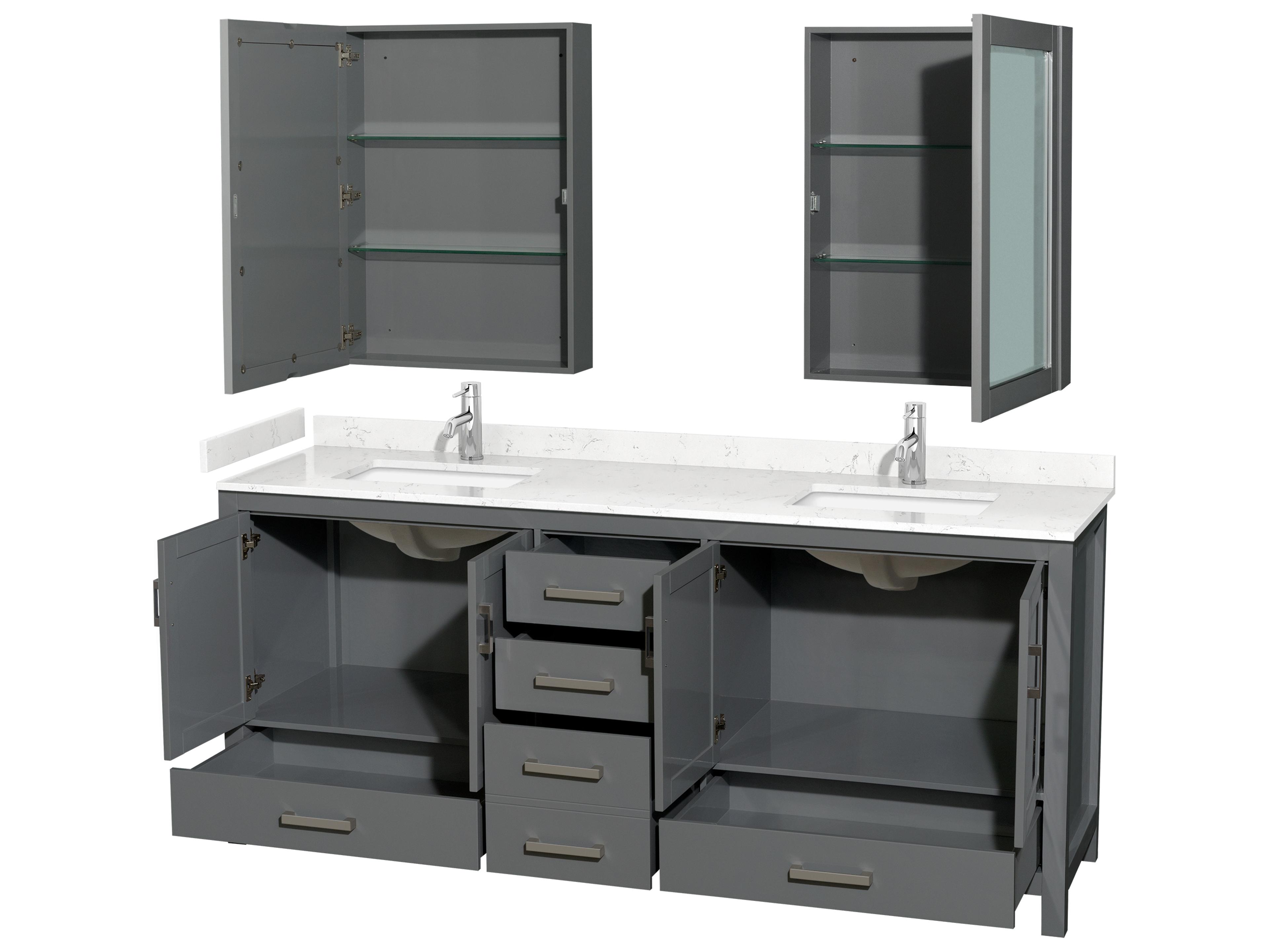 Wyndham Collection Sheffield 80" Dark Gray Vanity with Medicine Cabinet