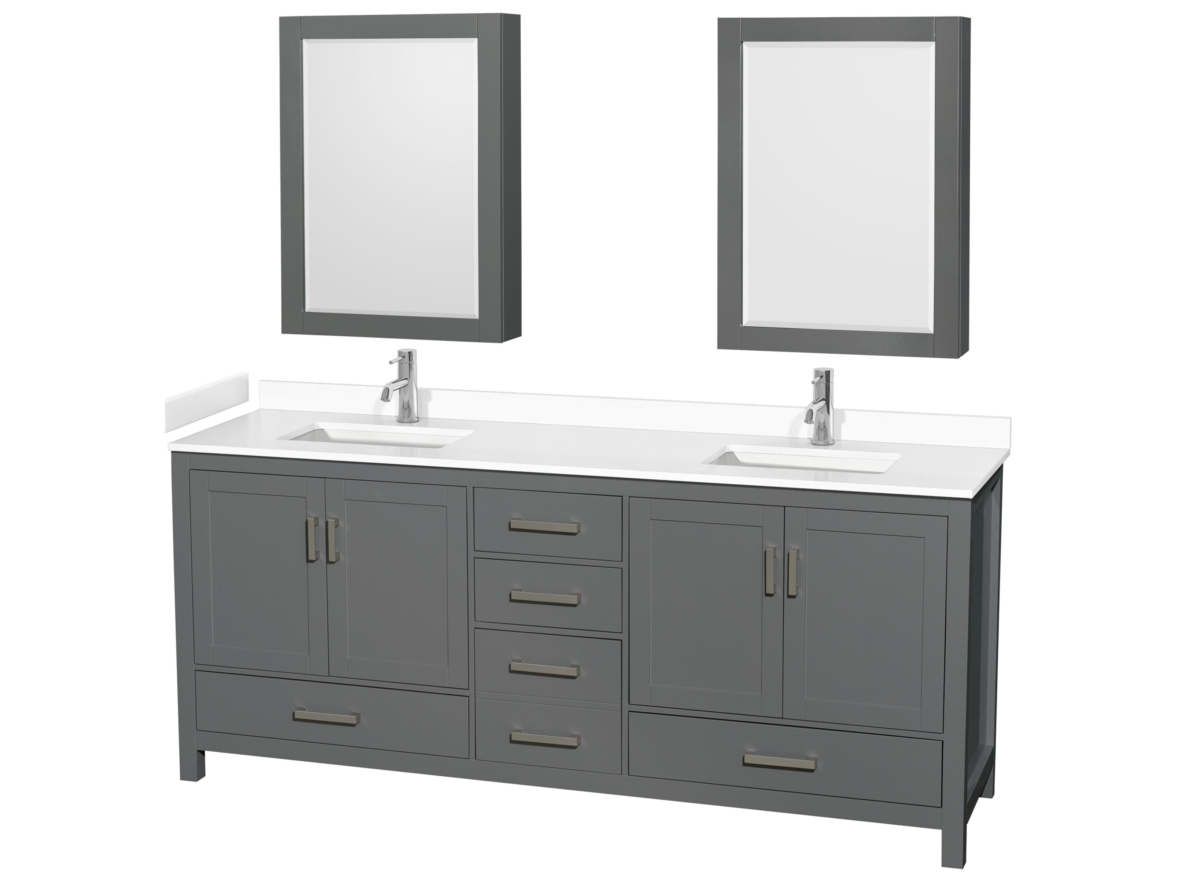 Wyndham Collection Sheffield 80" Dark Gray Vanity with Medicine Cabinet