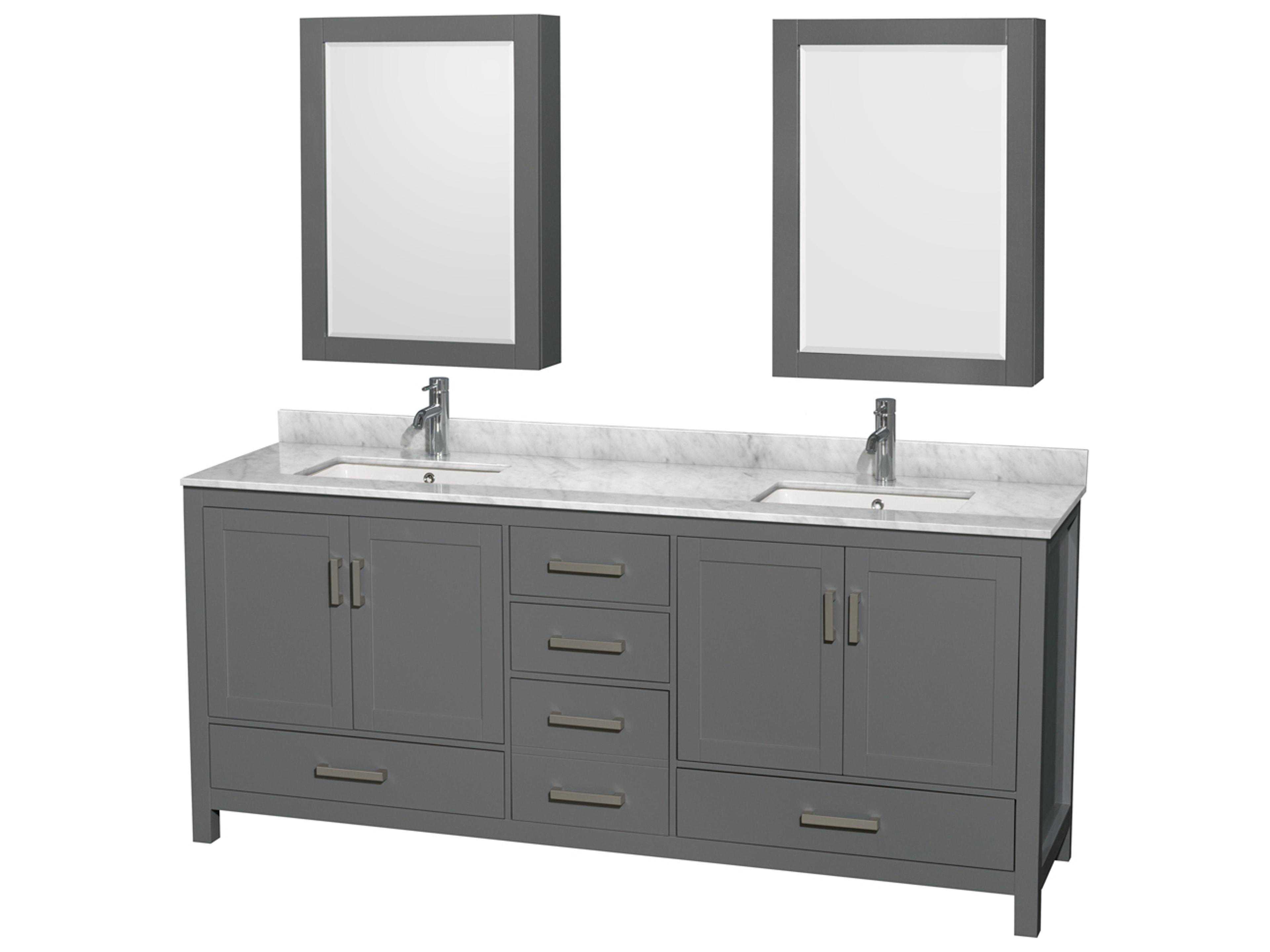 Wyndham Collection Sheffield 80" Dark Gray Vanity with Medicine Cabinet