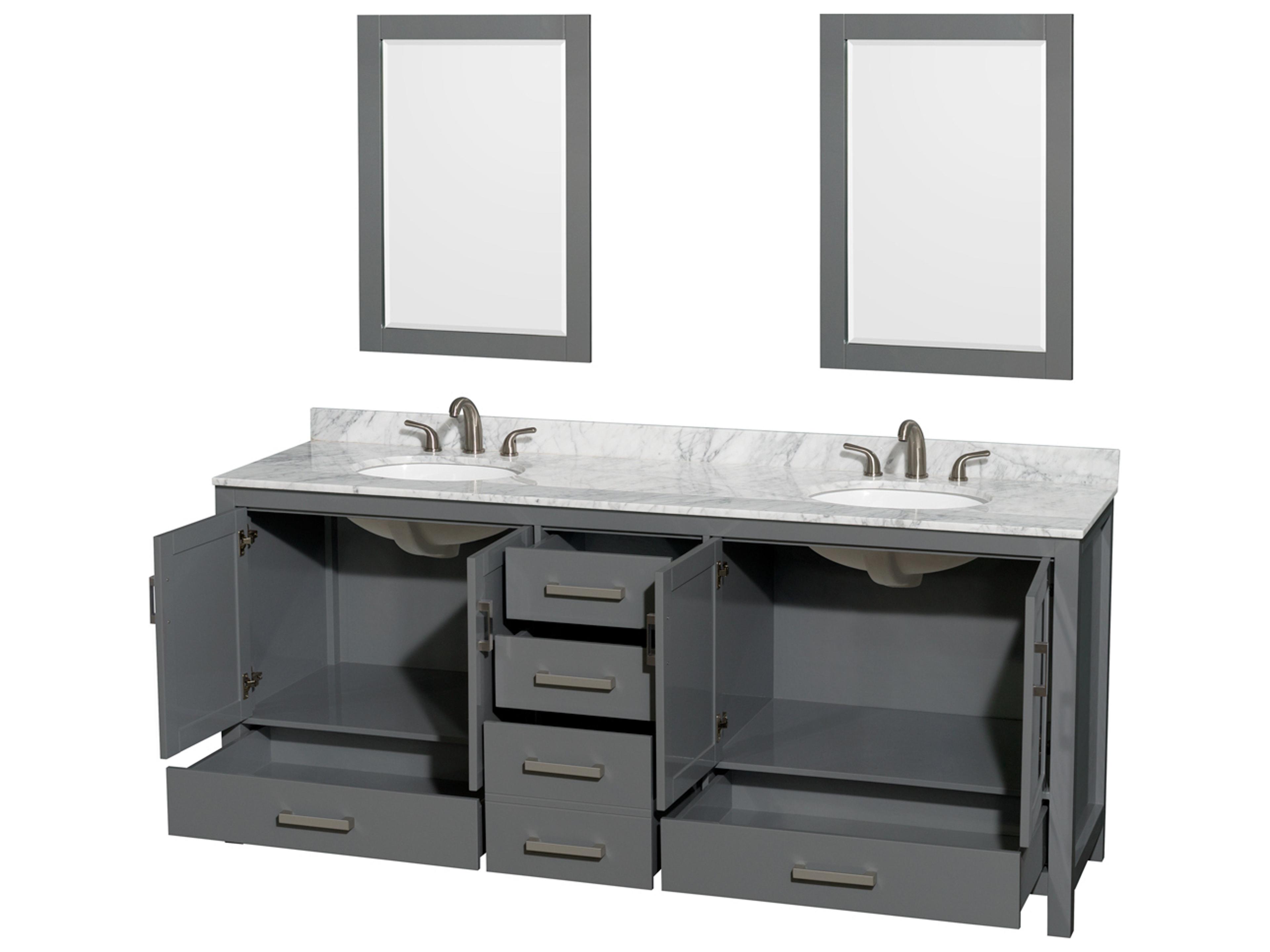 Wyndham Collection Sheffield 80" Dark Gray Vanity