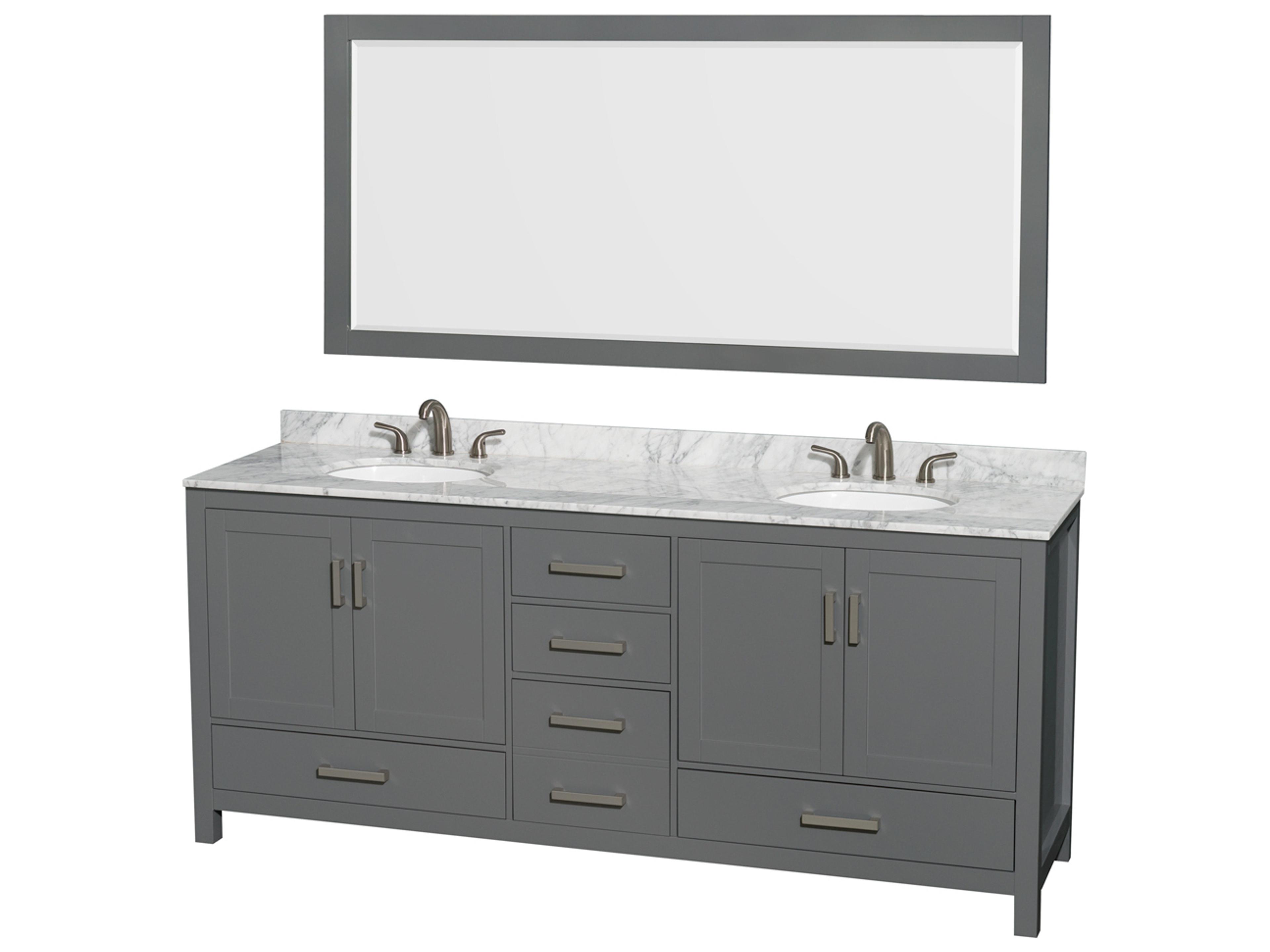 Wyndham Collection Sheffield 80" Dark Gray Vanity