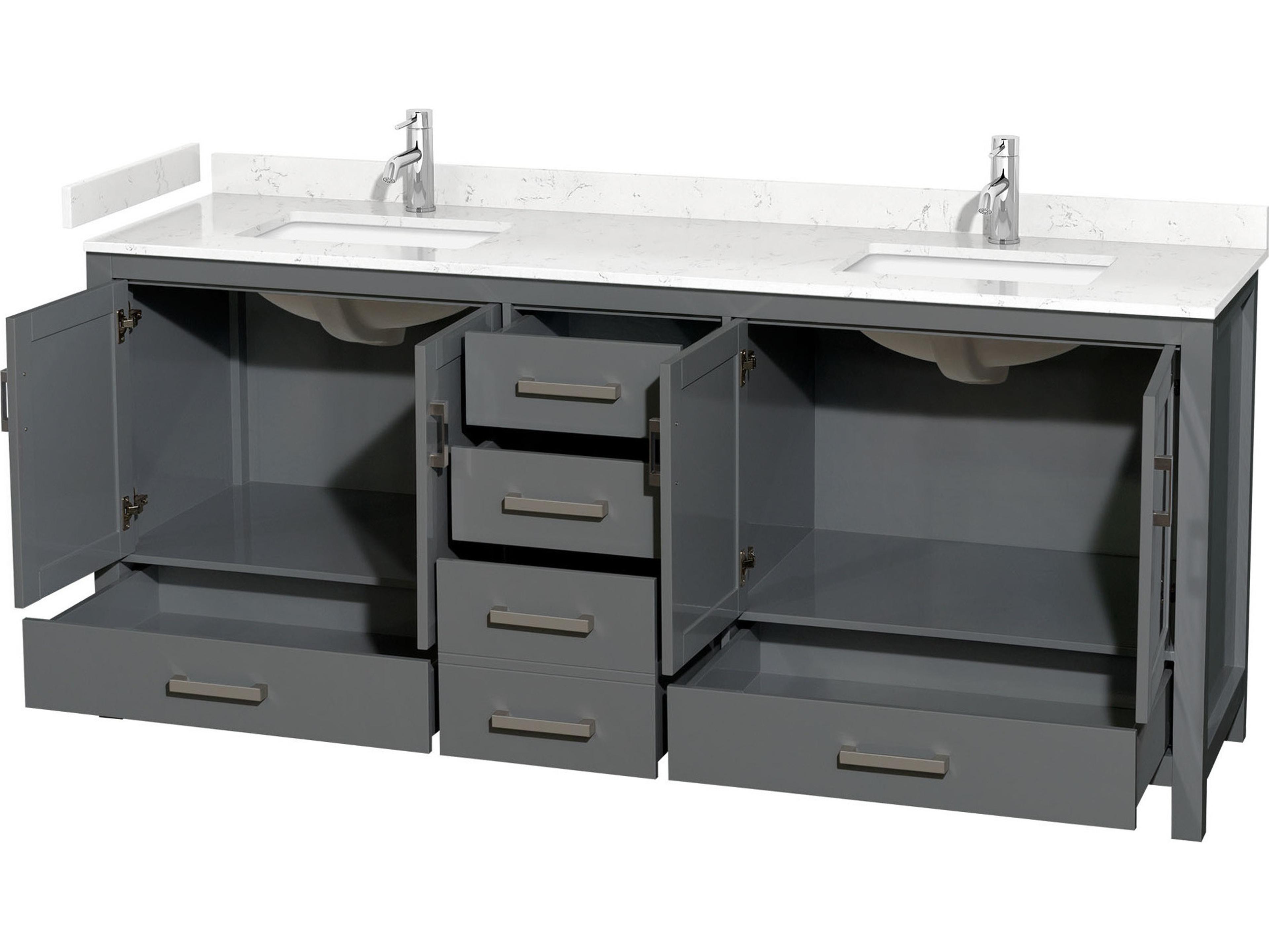 Wyndham Collection Sheffield 80" Dark Gray Vanity