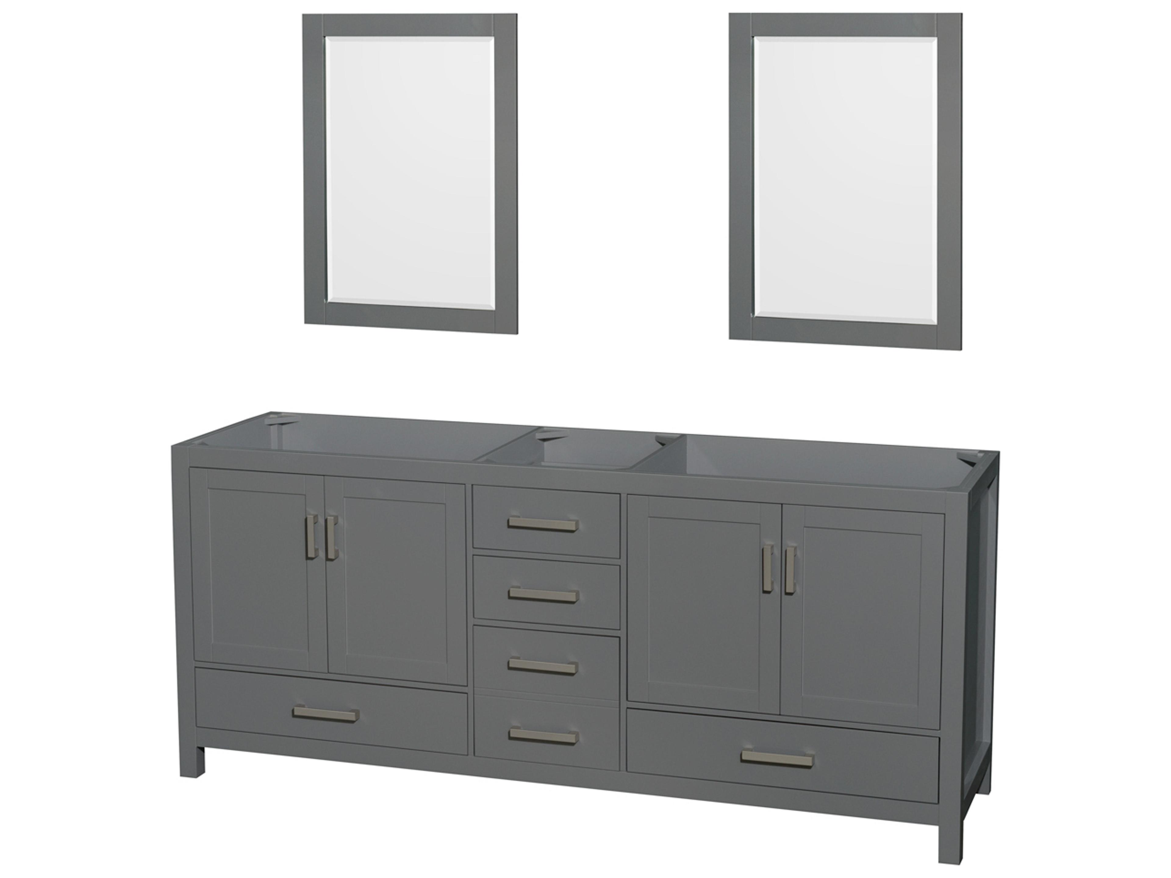 Wyndham Collection Sheffield 79" Dark Gray Vanity with 24" Mirror
