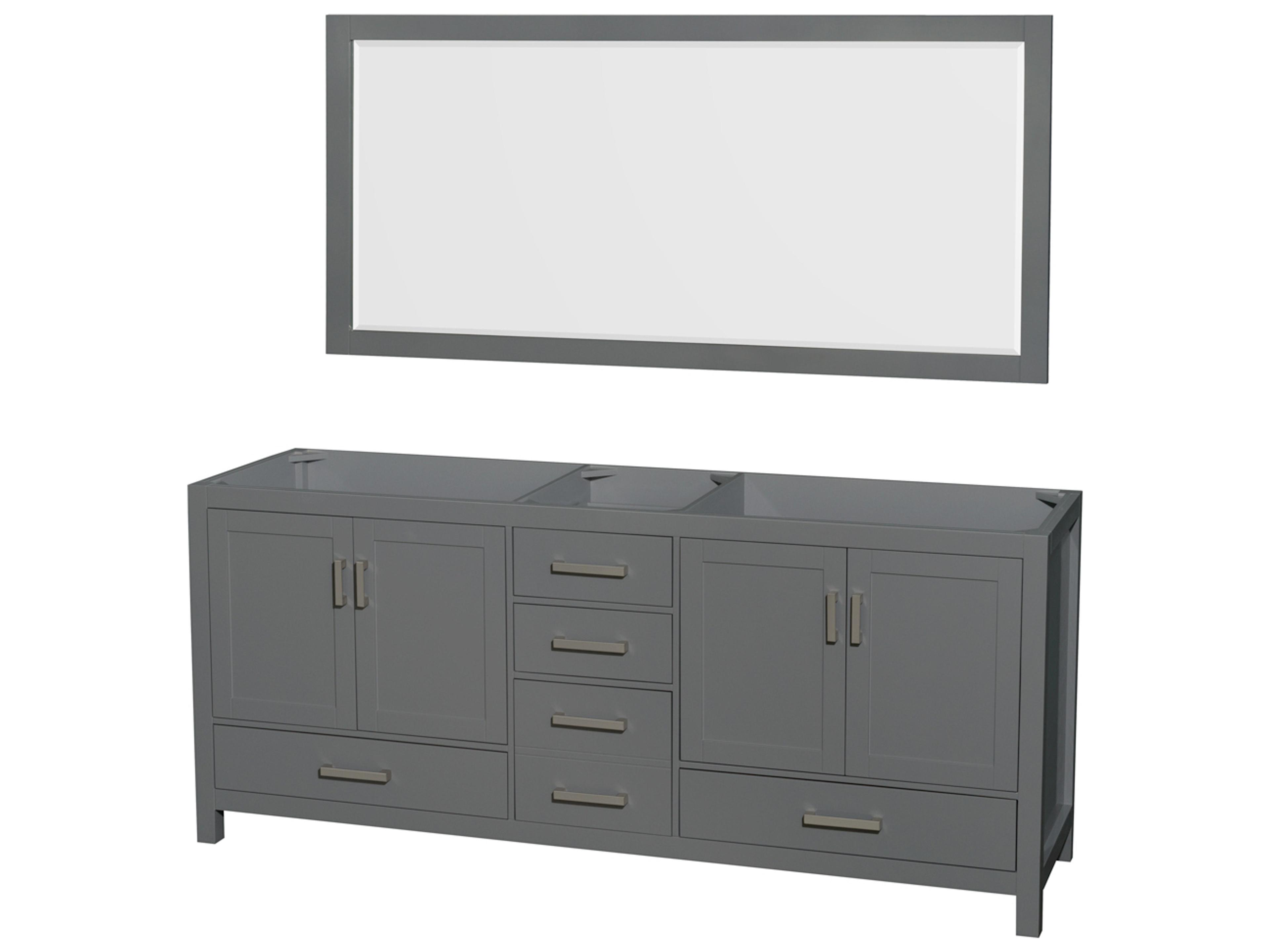 Wyndham Collection Sheffield 79" Dark Gray Vanity with 24" Mirror