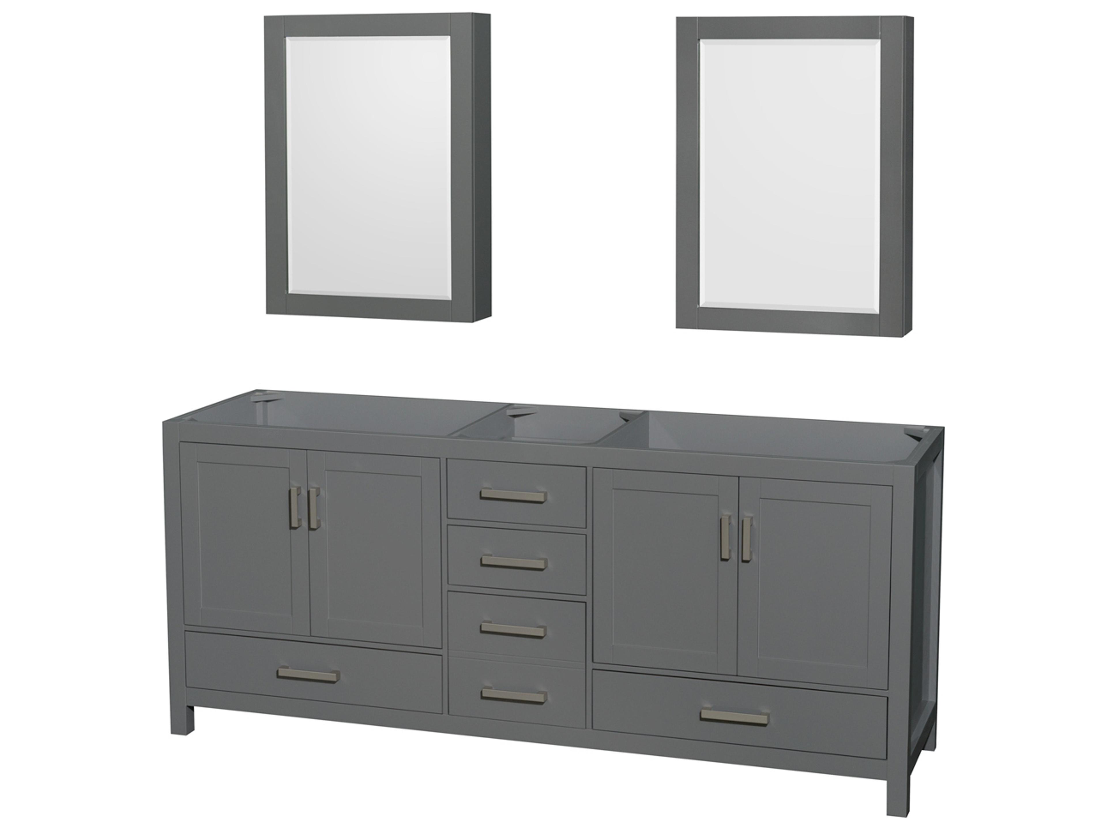 Wyndham Collection Sheffield 79" Dark Gray Vanity with 24" Mirror