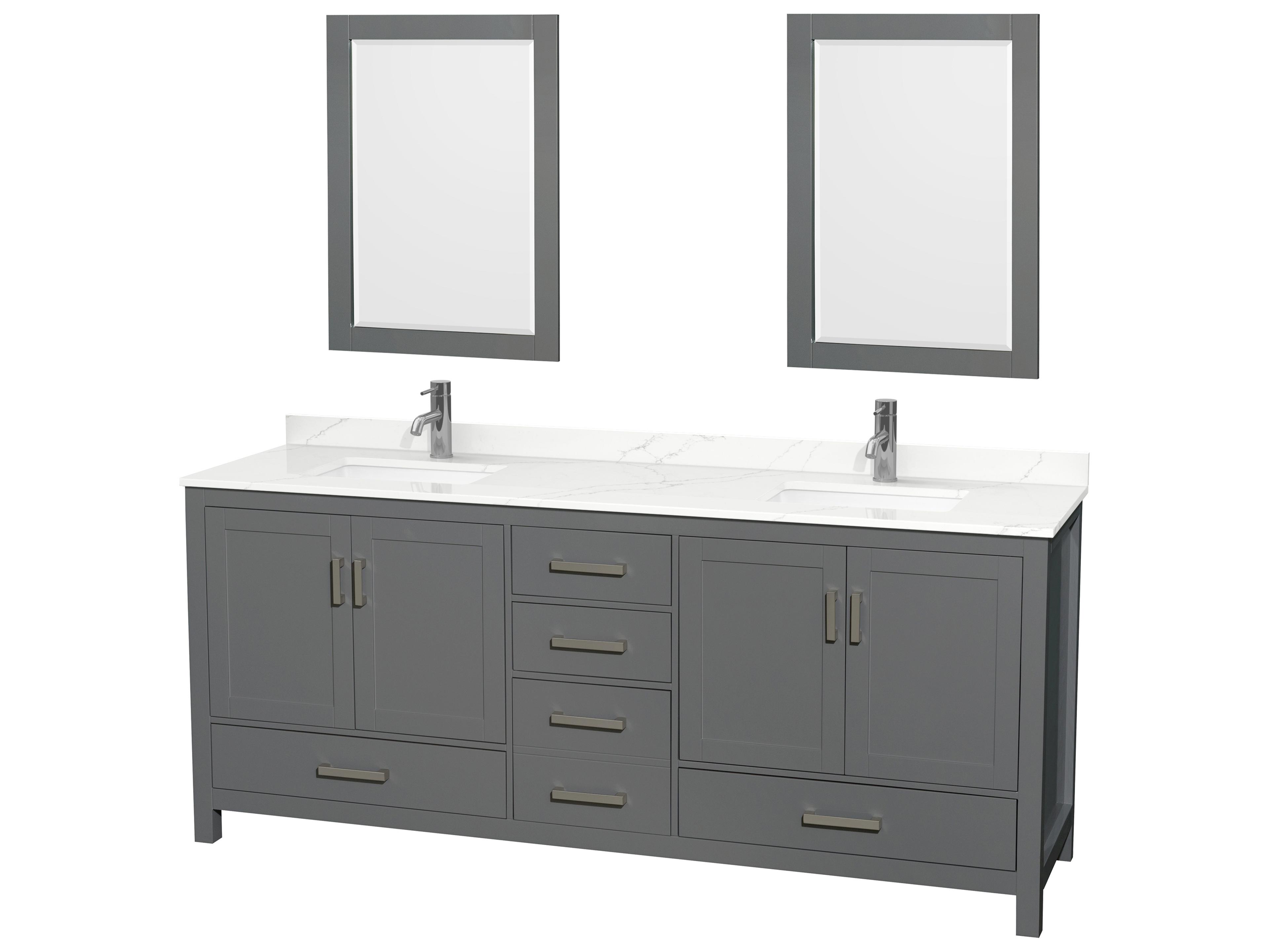 Sheffield 80" Dark Gray Vanity with 24" Mirror