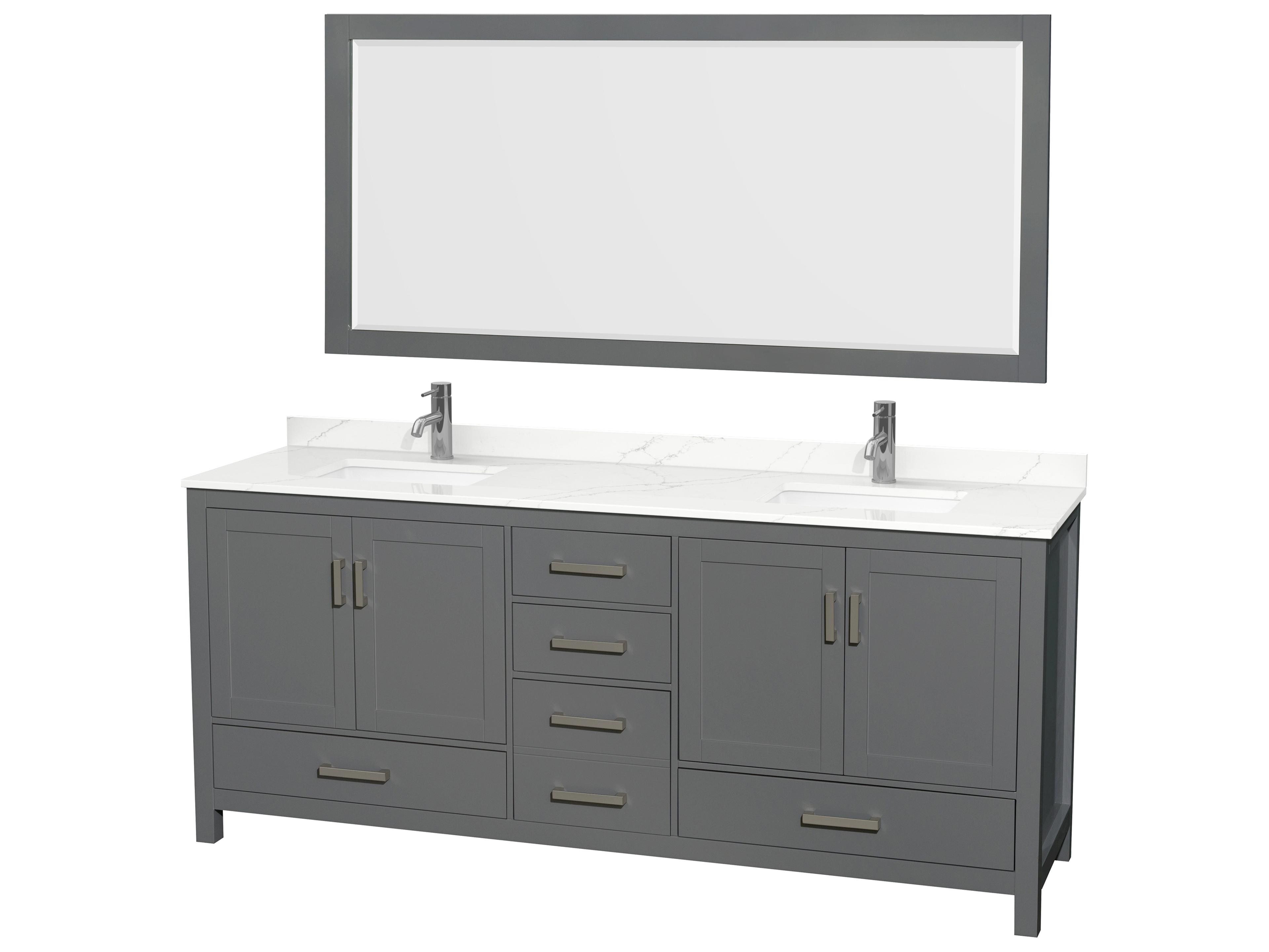 Sheffield 80" Dark Gray Vanity with 70" Mirror