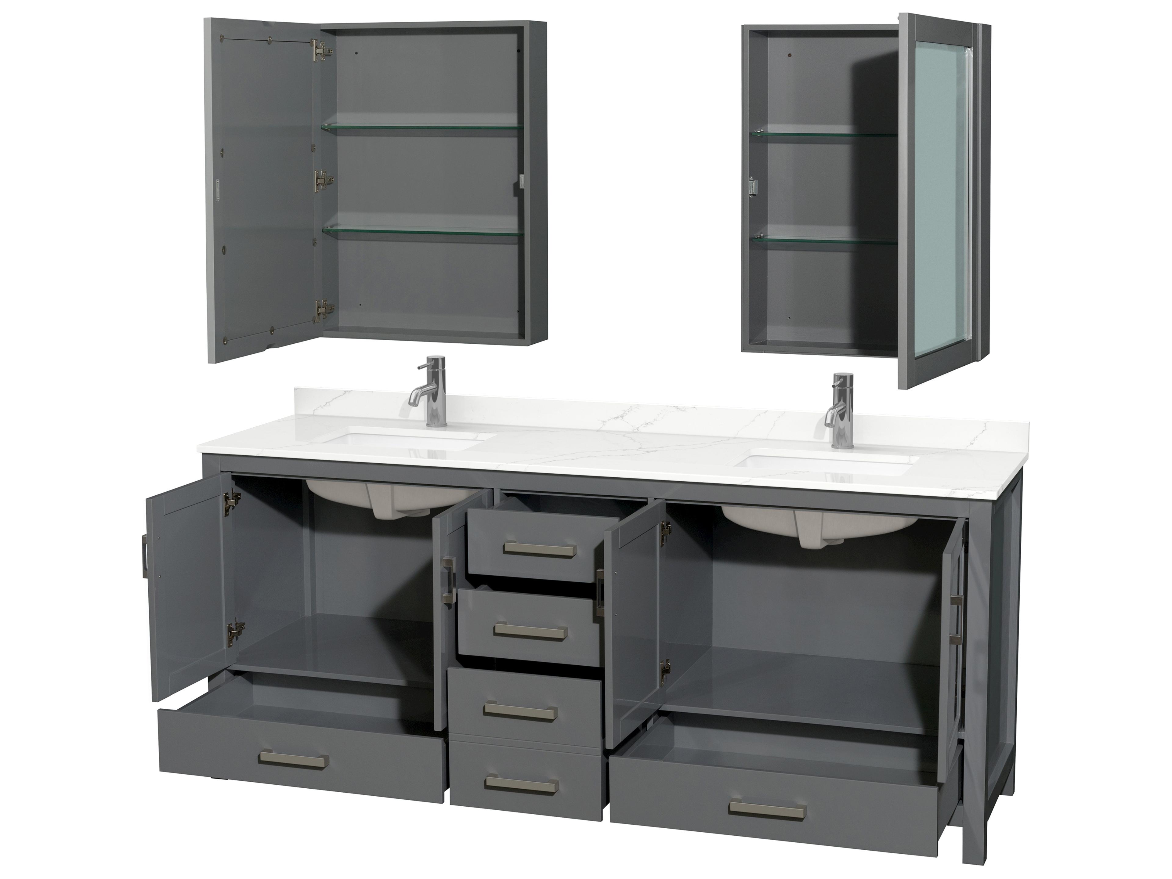 Wyndham Collection Sheffield 80" Dark Gray Vanity with Medicine Cabinet
