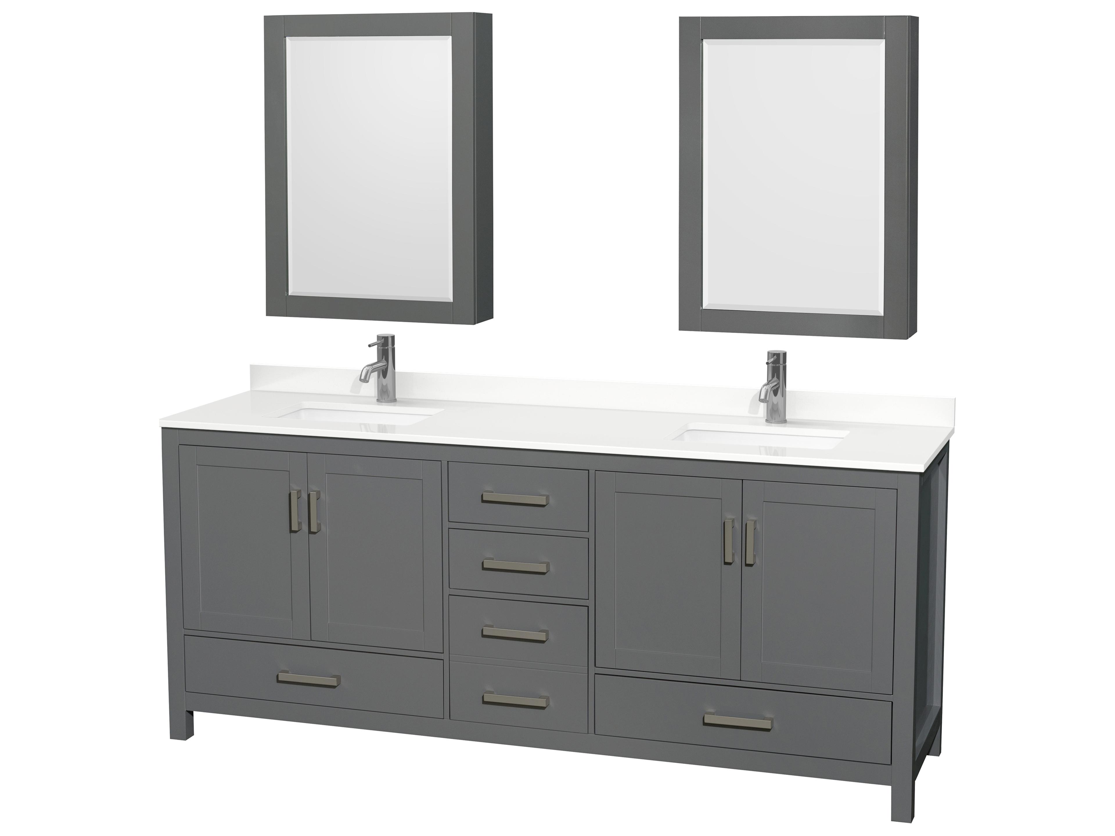 Wyndham Collection Sheffield 80" Dark Gray Vanity with Medicine Cabinet