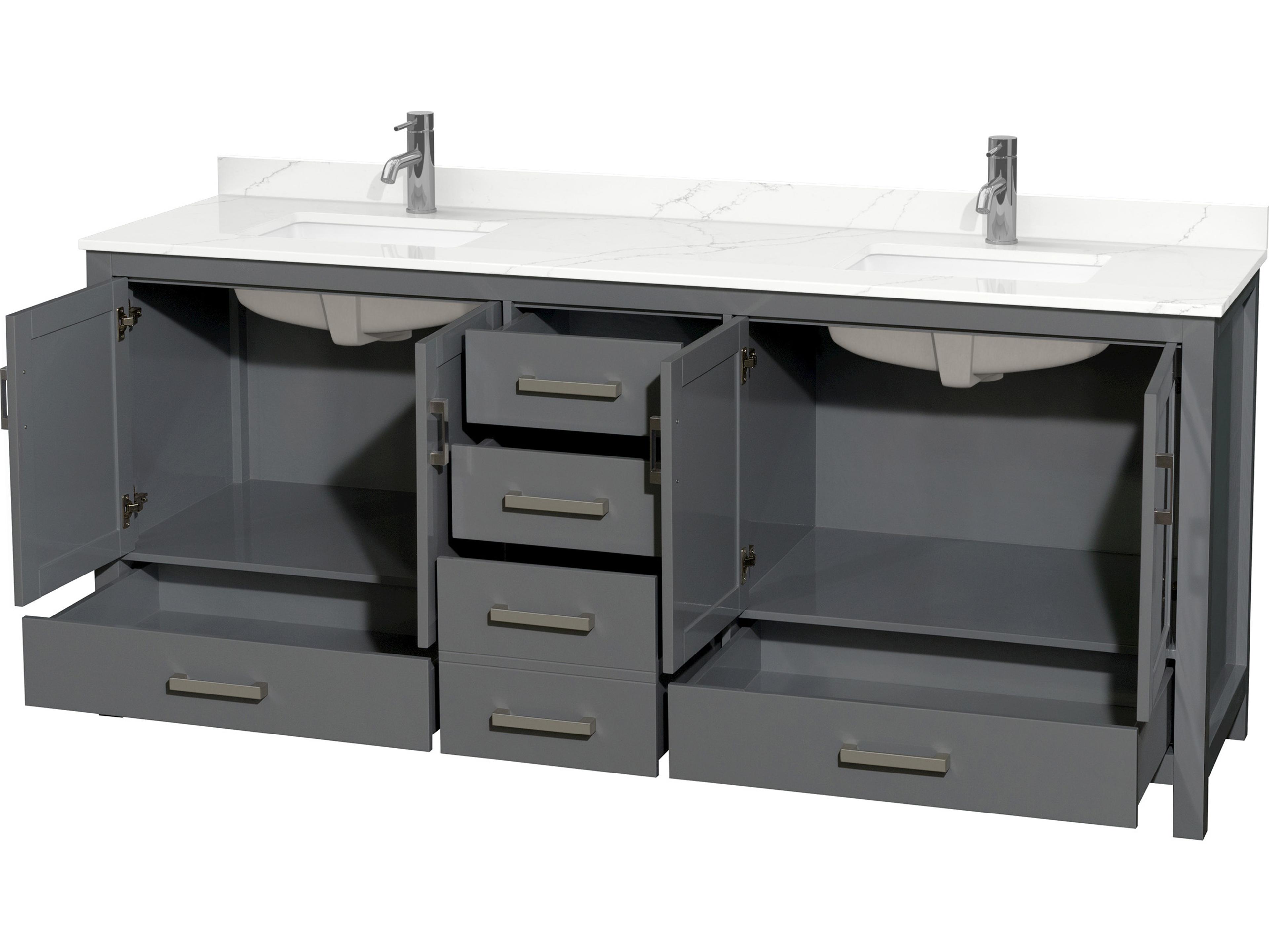 Wyndham Collection Sheffield 80" Dark Gray Vanity