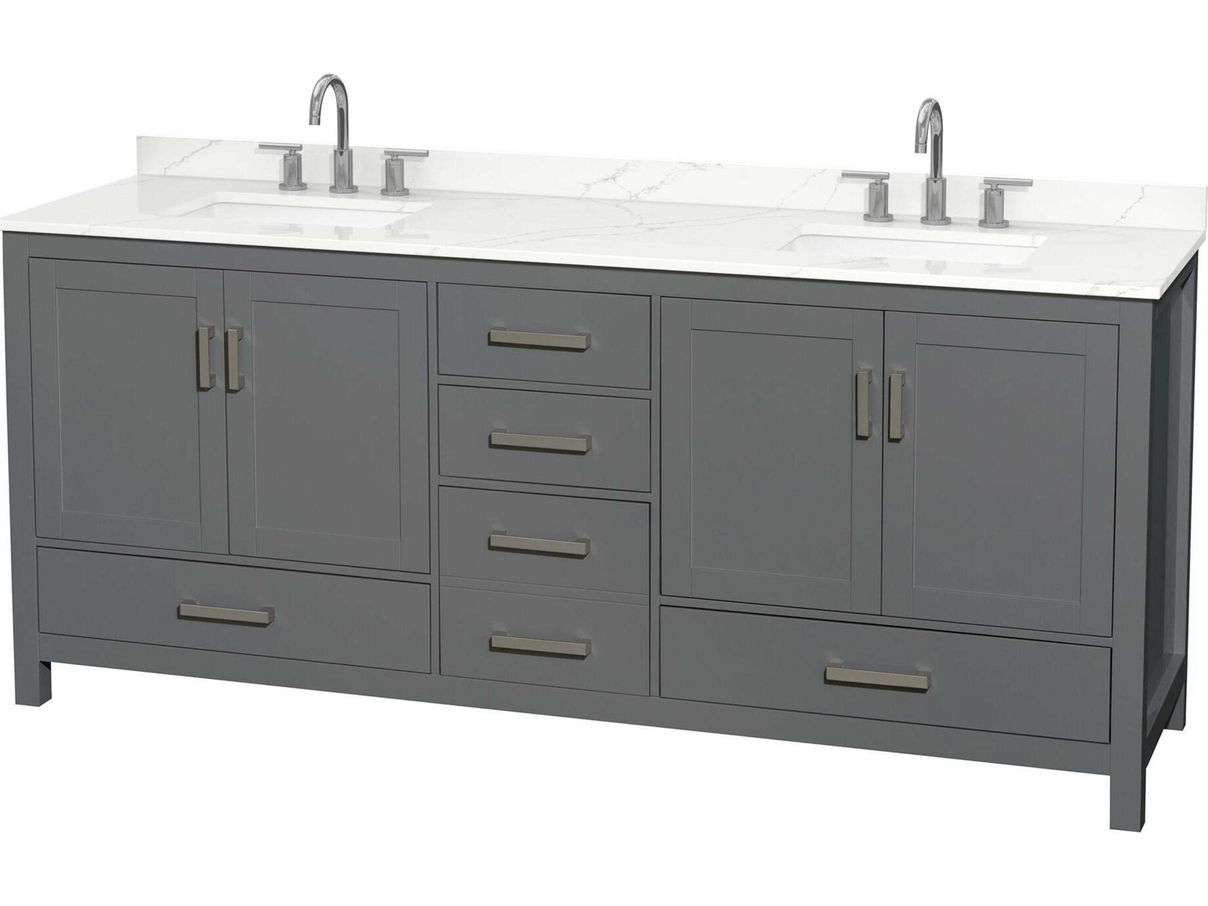 Wyndham Collection Sheffield 80" Dark Gray Vanity