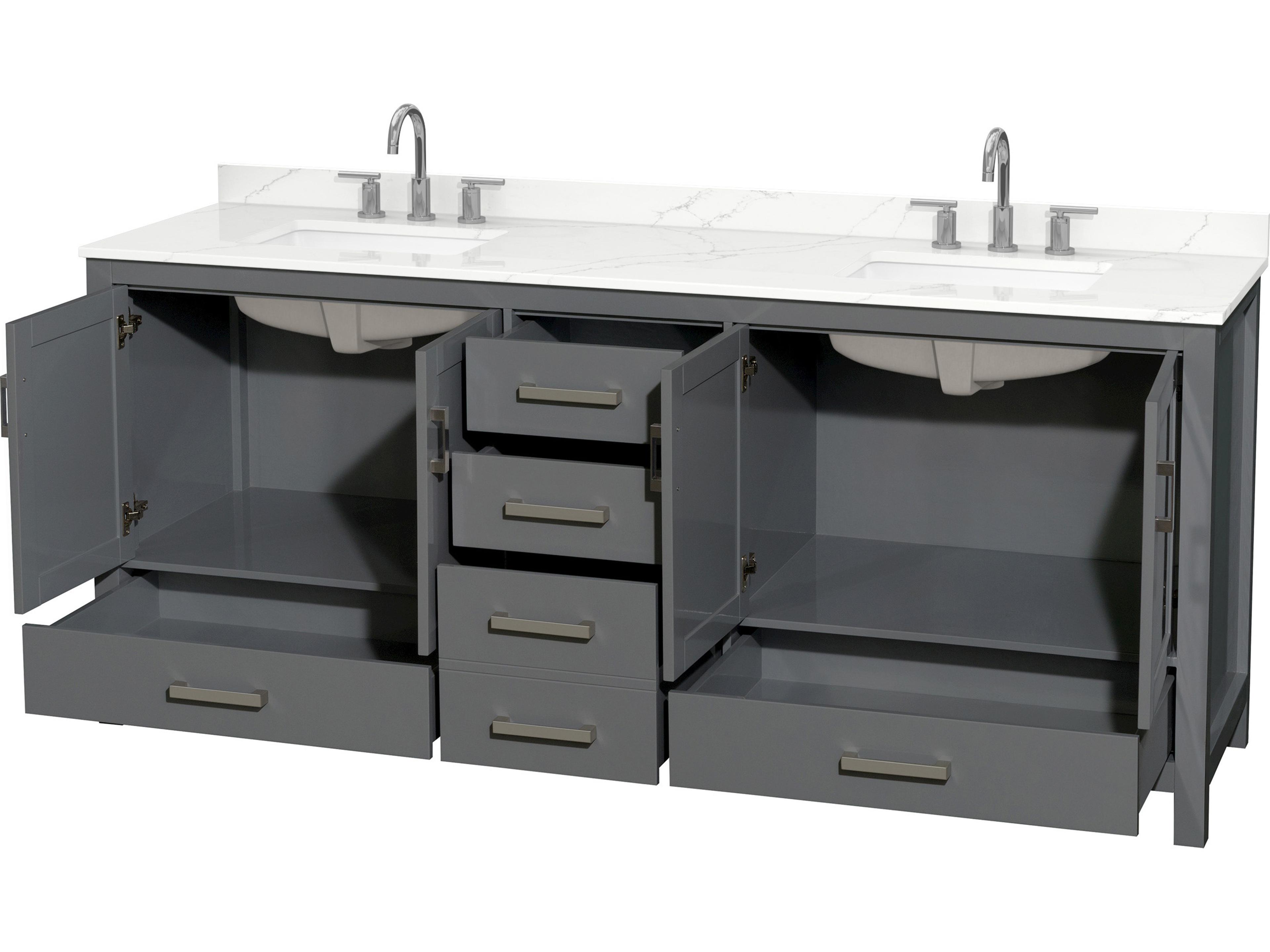 Wyndham Collection Sheffield 80" Dark Gray Vanity