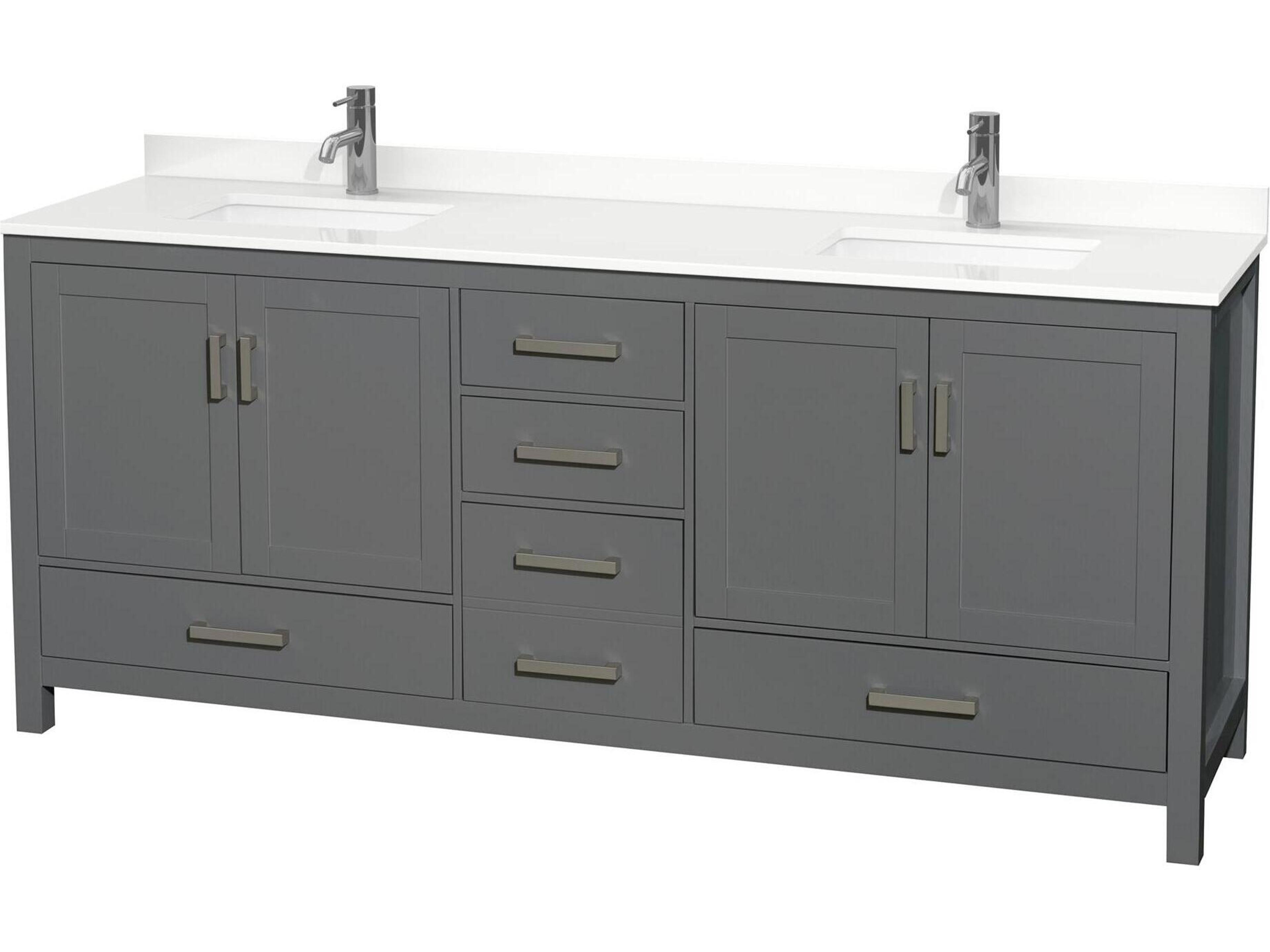 Wyndham Collection Sheffield 80" Dark Gray Vanity