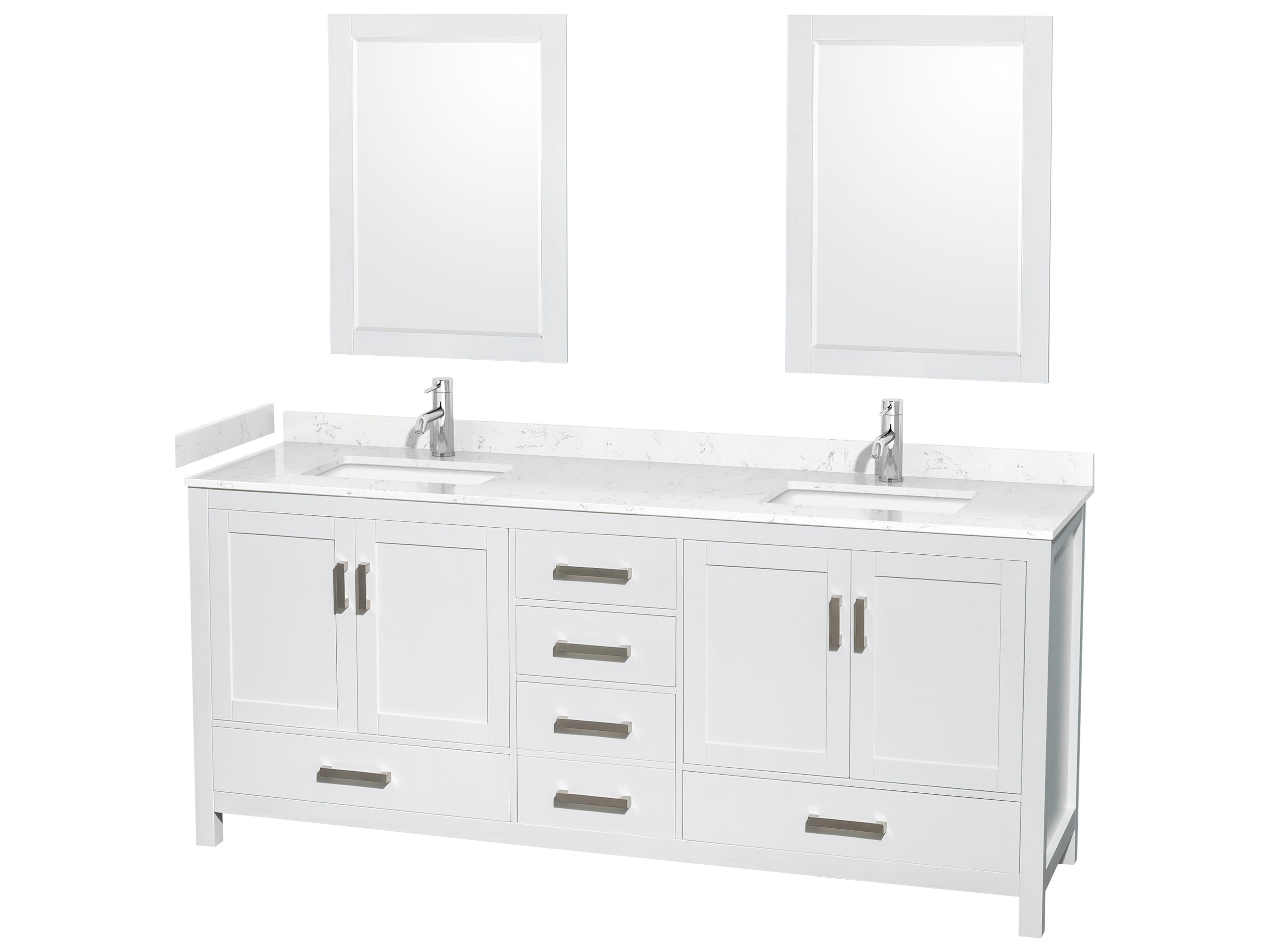 Sheffield 80" White Vanity with 24" Mirror