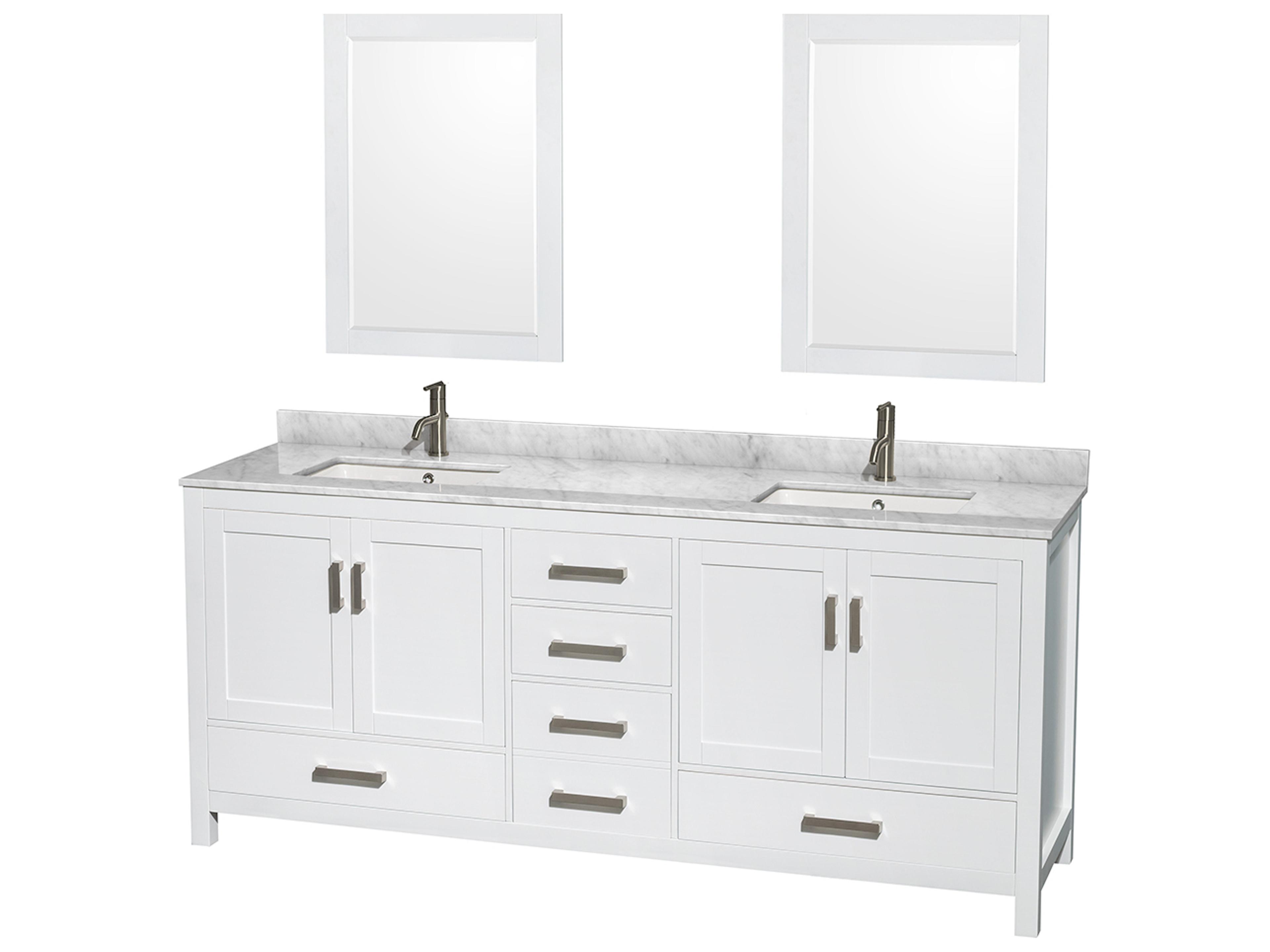 Wyndham Collection Sheffield 80" White Vanity with 24" Mirror