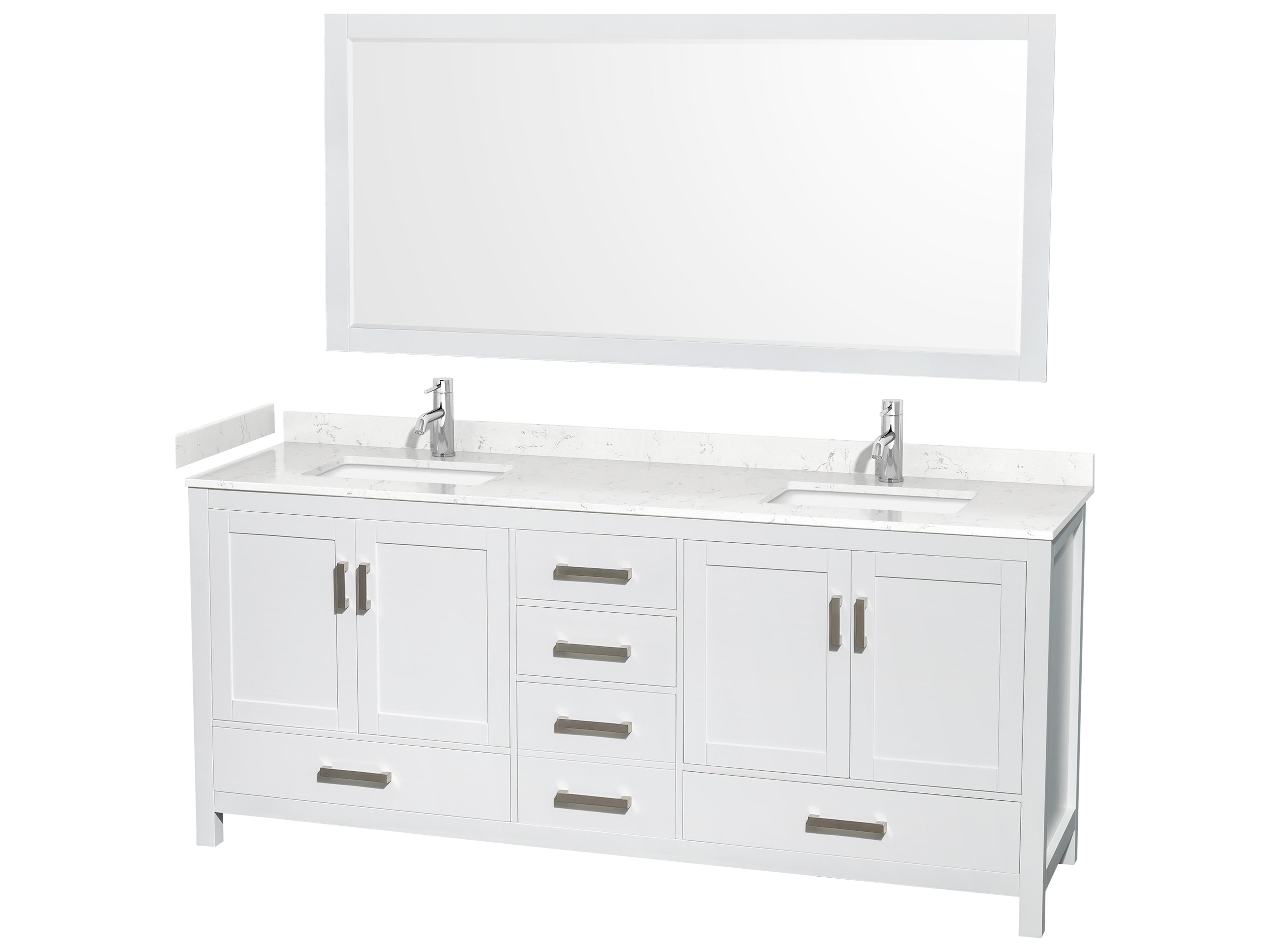 Sheffield 80" White Vanity with 70" Mirror