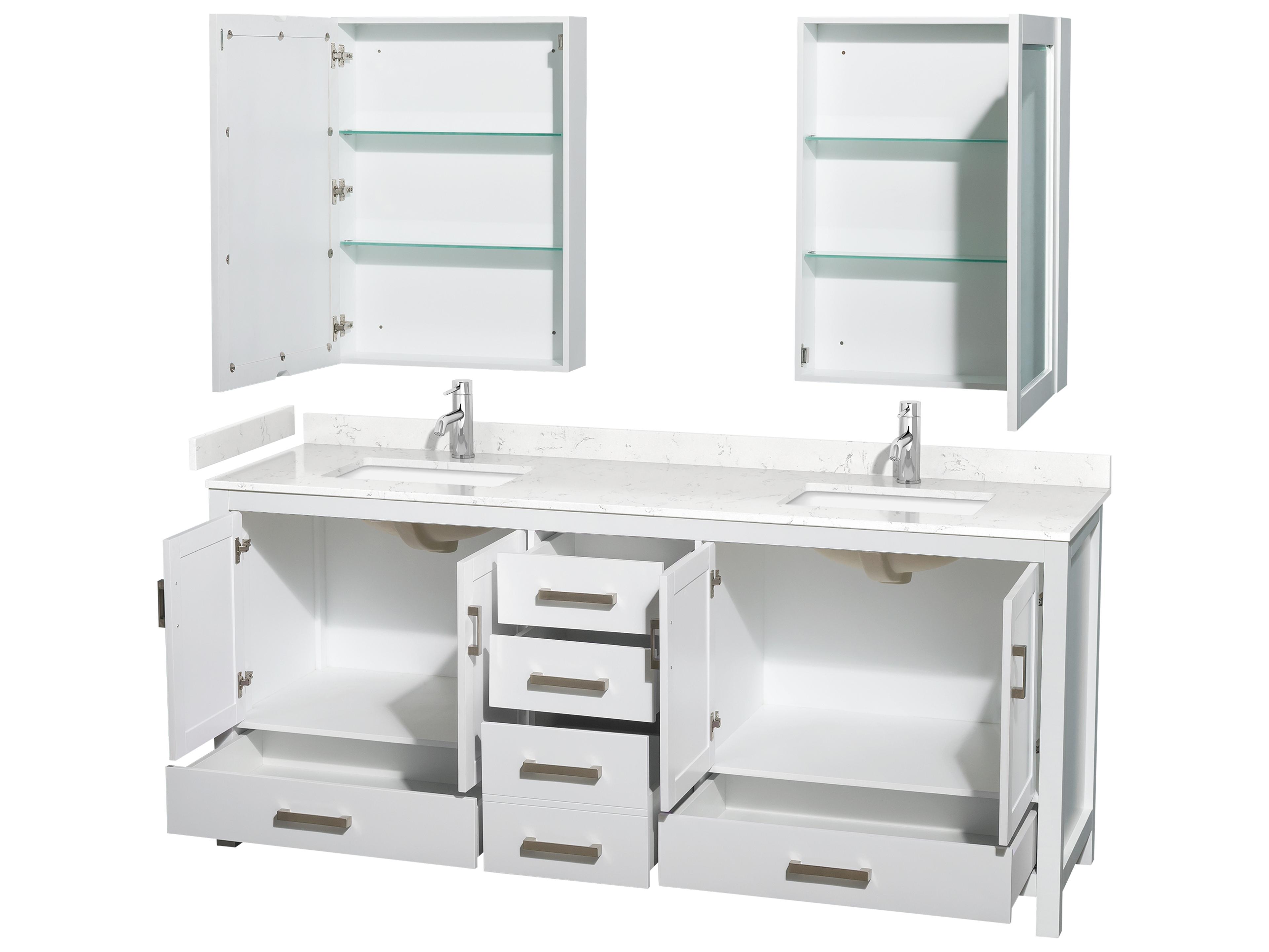 Wyndham Collection Sheffield 80" White Vanity with Medicine Cabinet