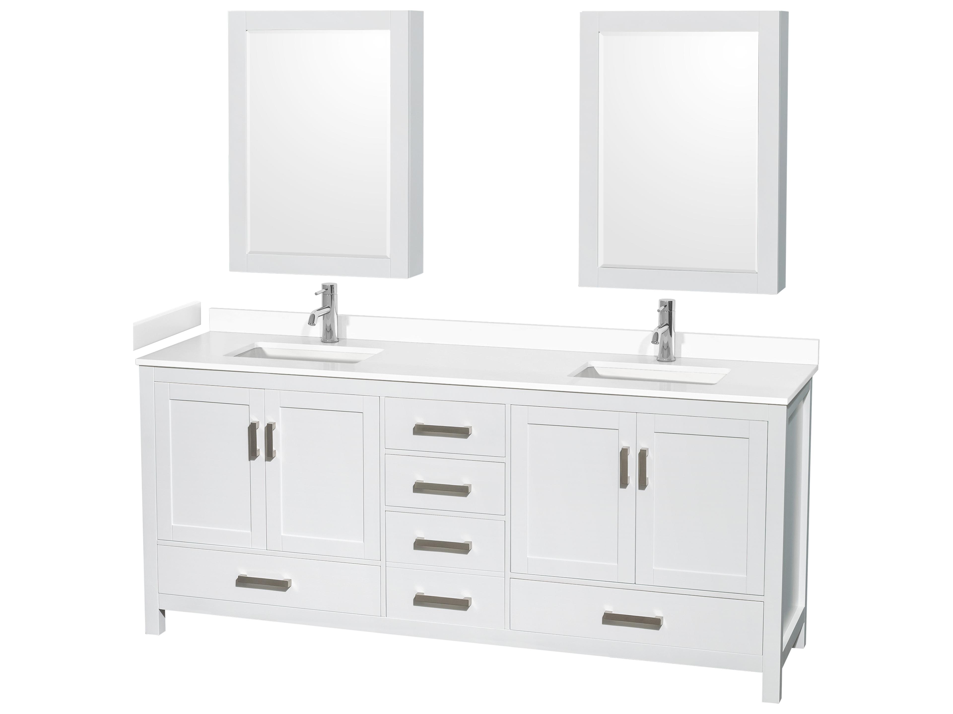 Wyndham Collection Sheffield 80" White Vanity with Medicine Cabinet