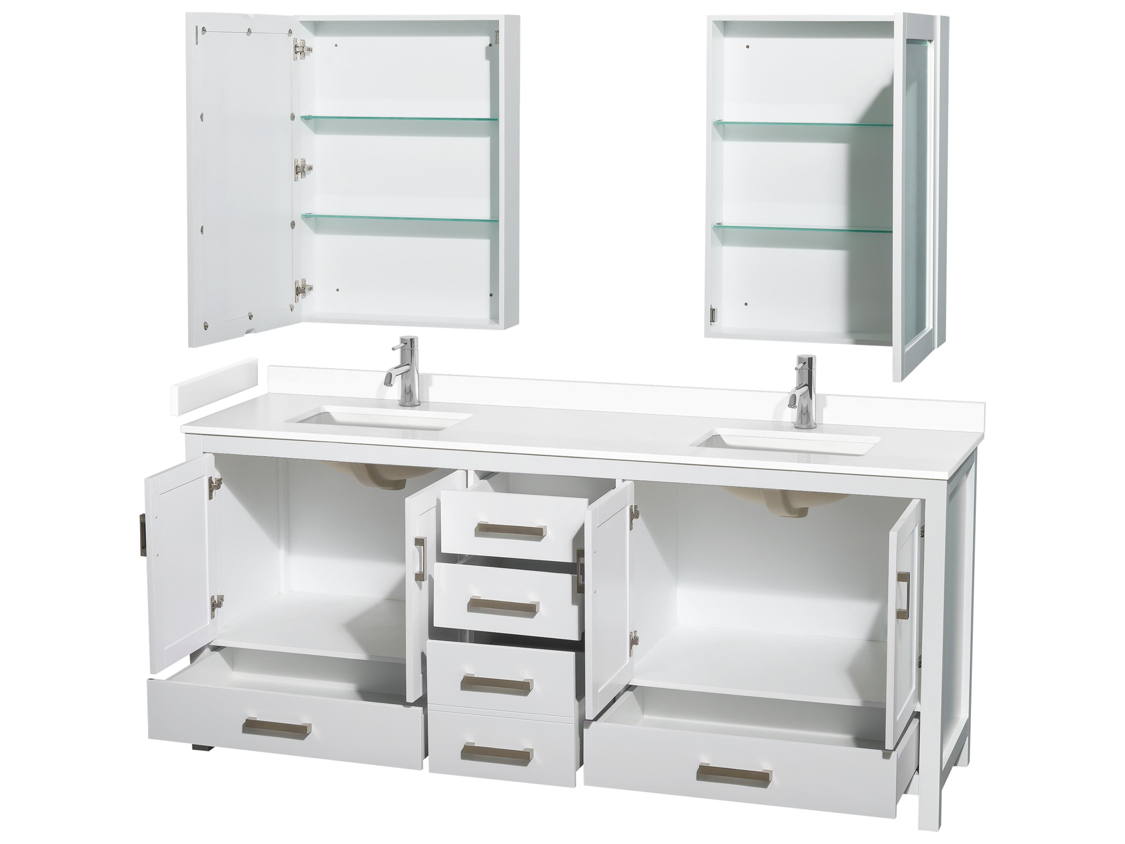 Wyndham Collection Sheffield 80" White Vanity with Medicine Cabinet