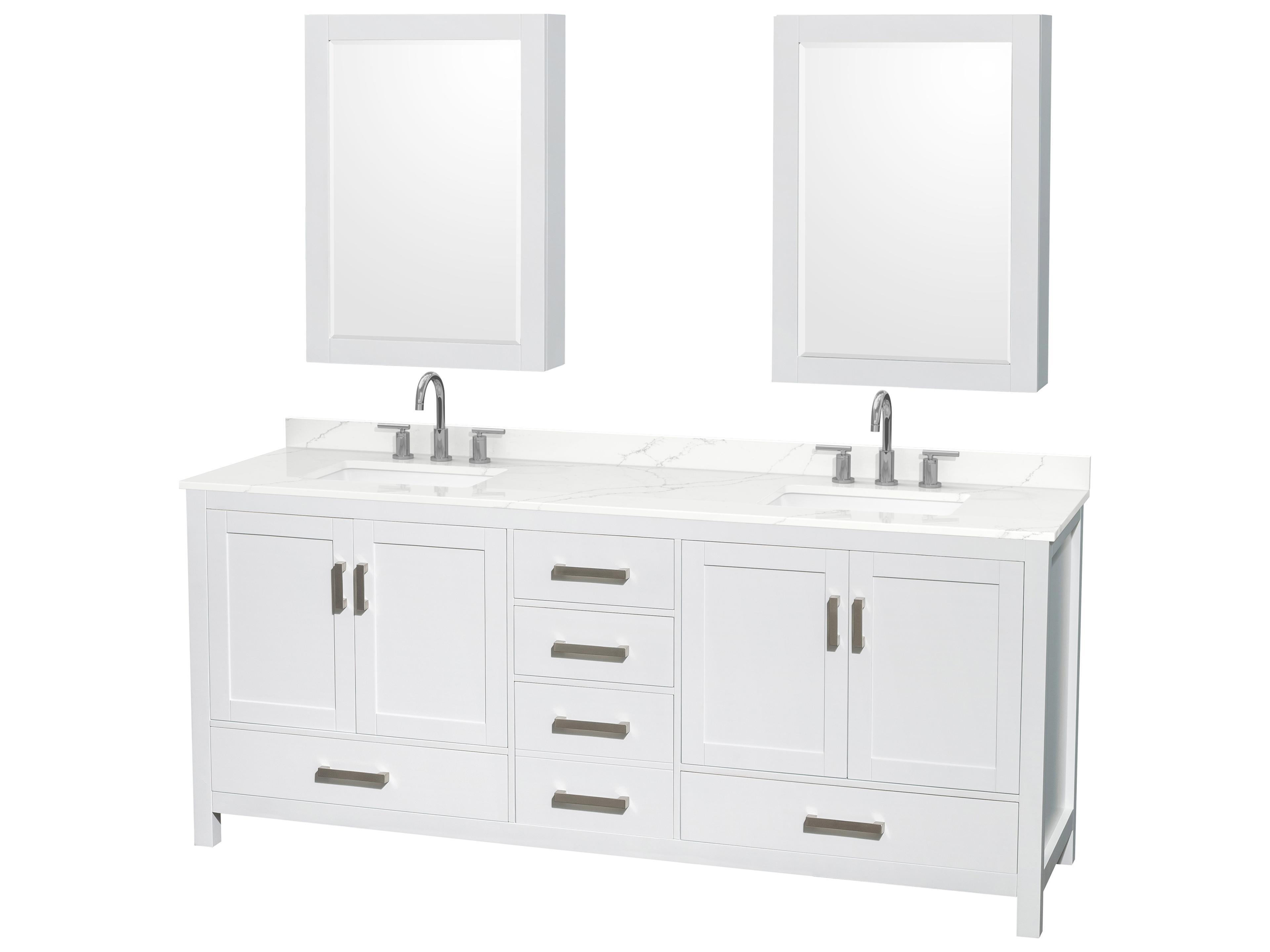 Sheffield 80" White Vanity with Medicine Cabinet