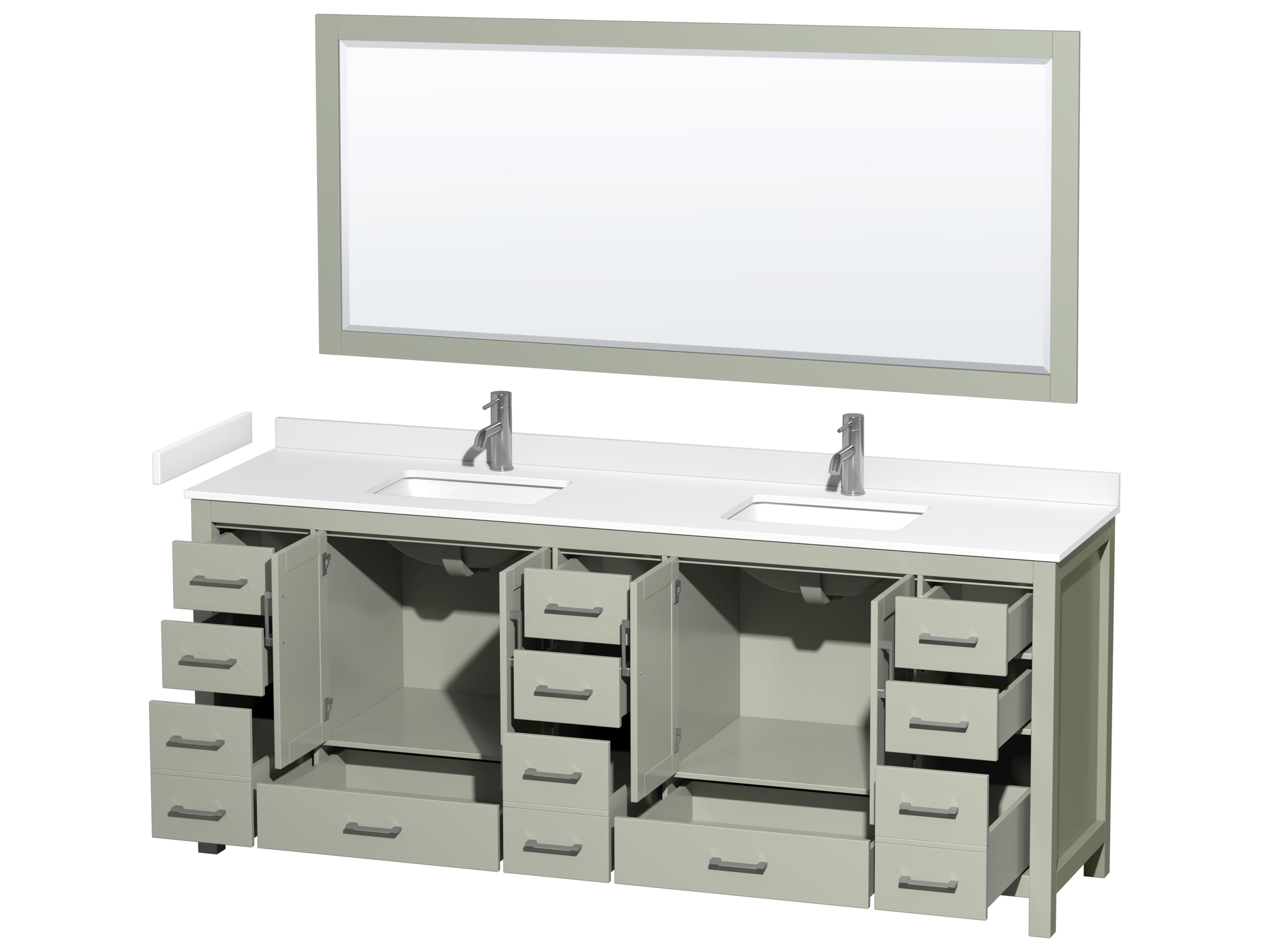 Wyndham Collection Sheffield 84" Light Green Vanity with 70" Mirror