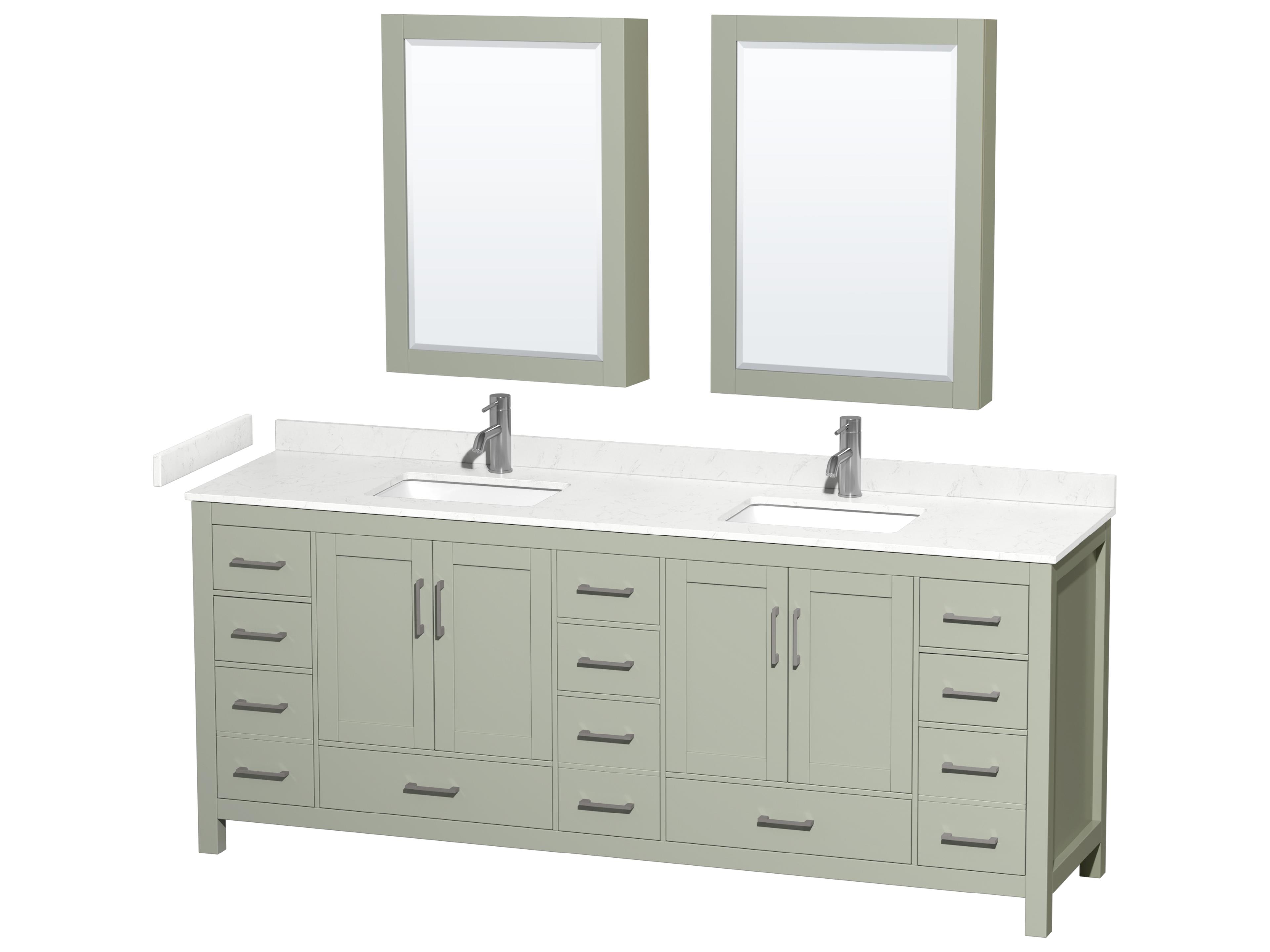 Sheffield 84" Light Green Vanity with Medicine Cabinet