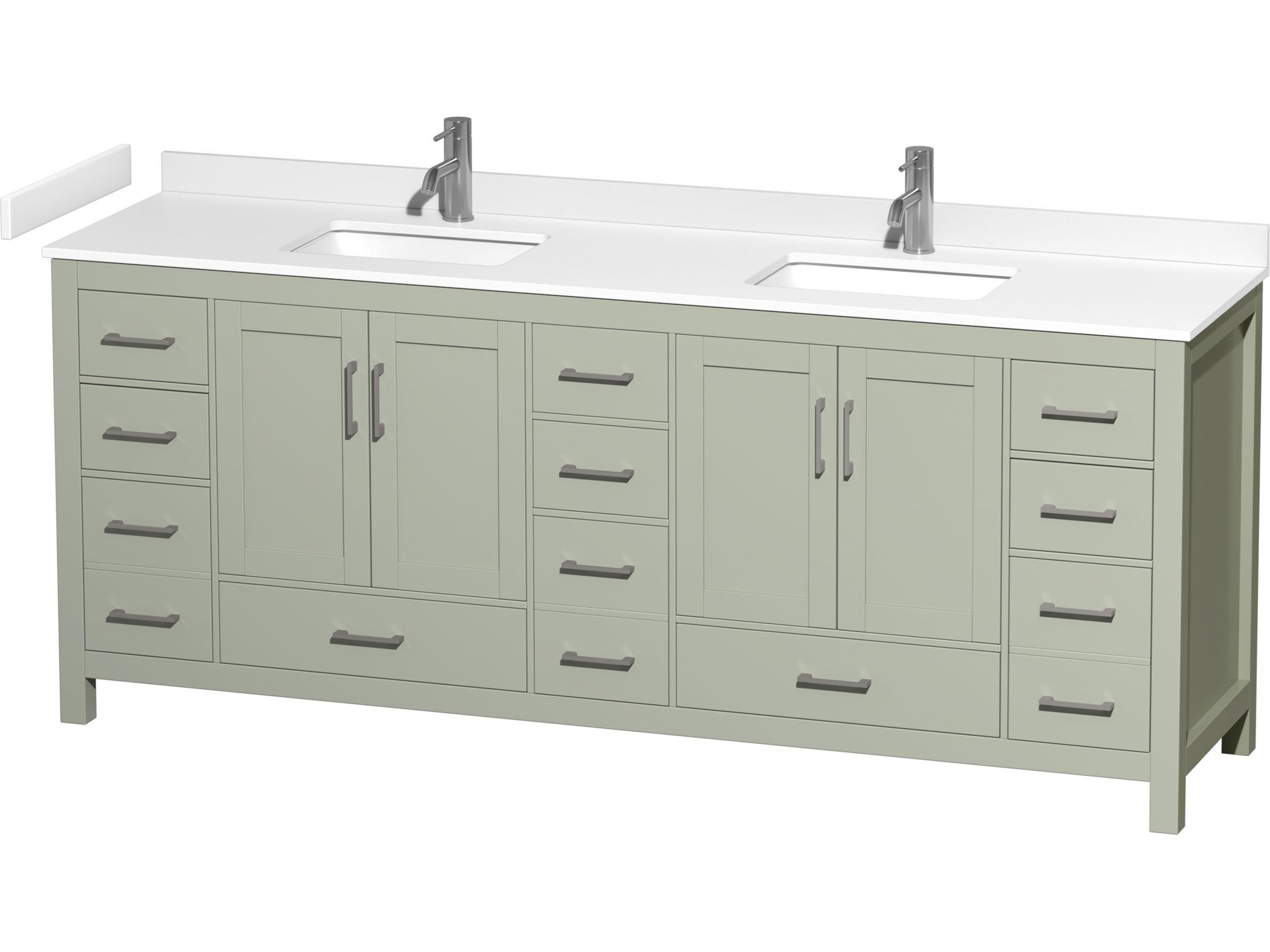 Wyndham Collection Sheffield 84" Light Green Vanity