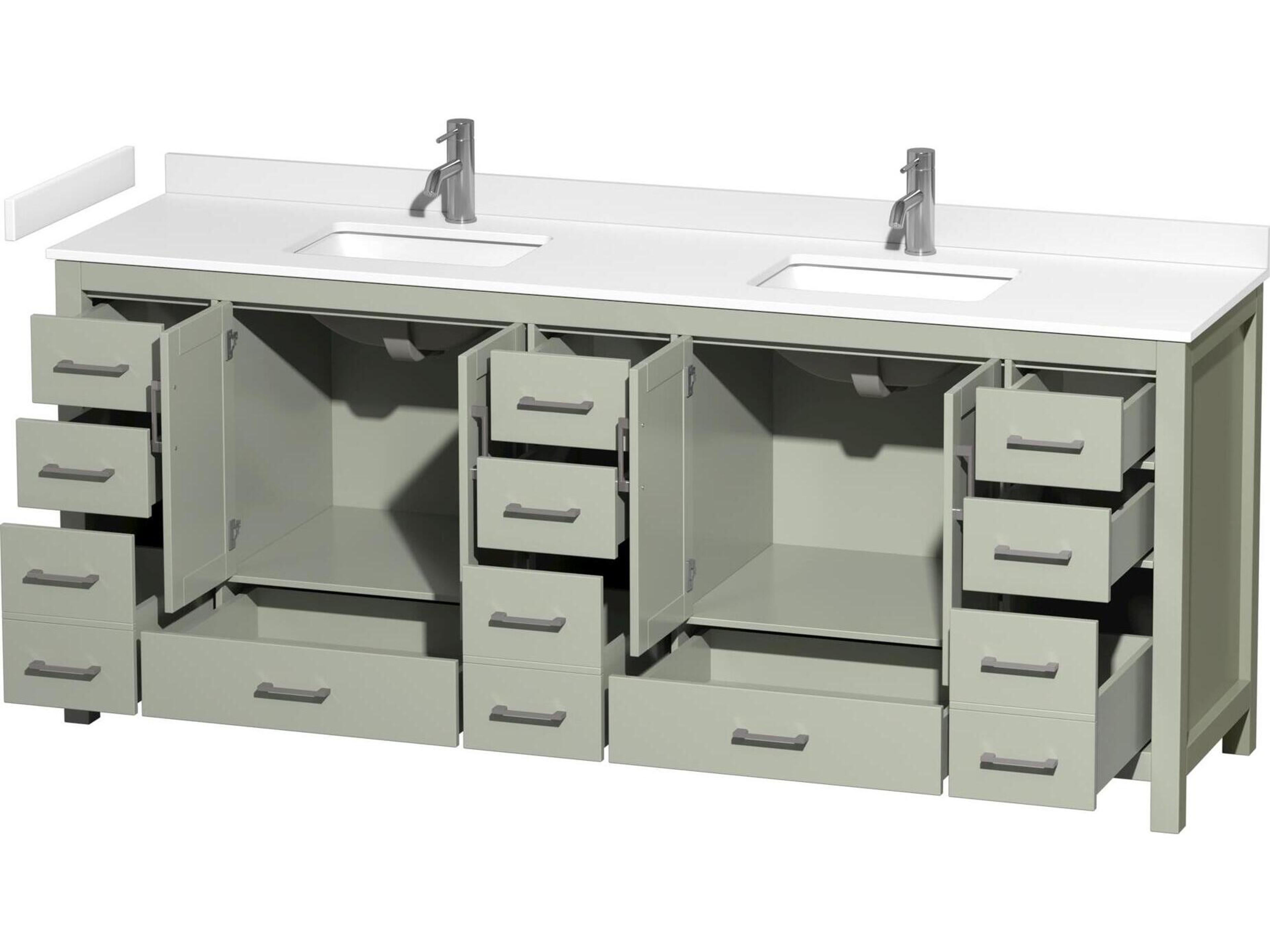 Wyndham Collection Sheffield 84" Light Green Vanity