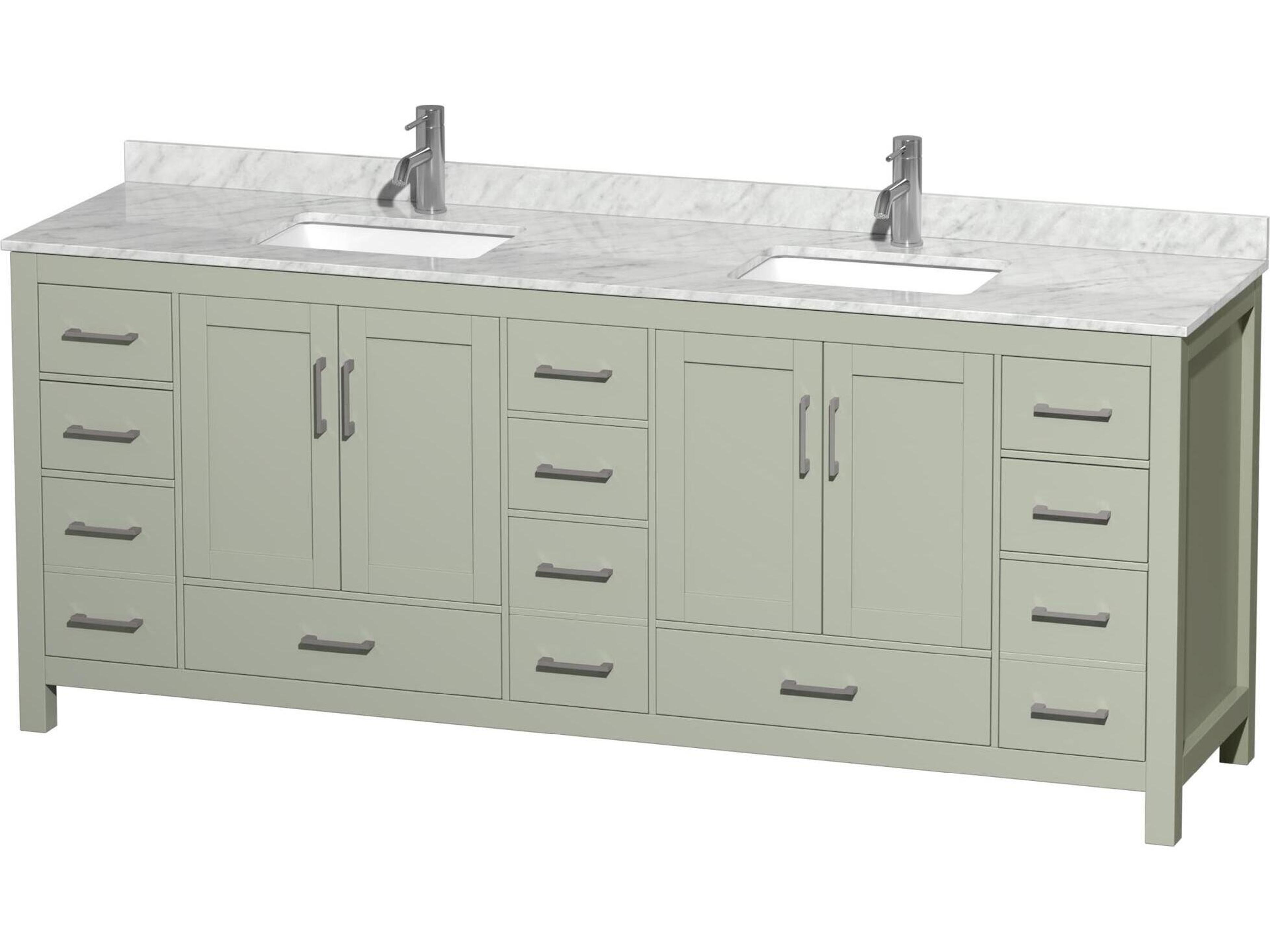 Wyndham Collection Sheffield 84" Light Green Vanity