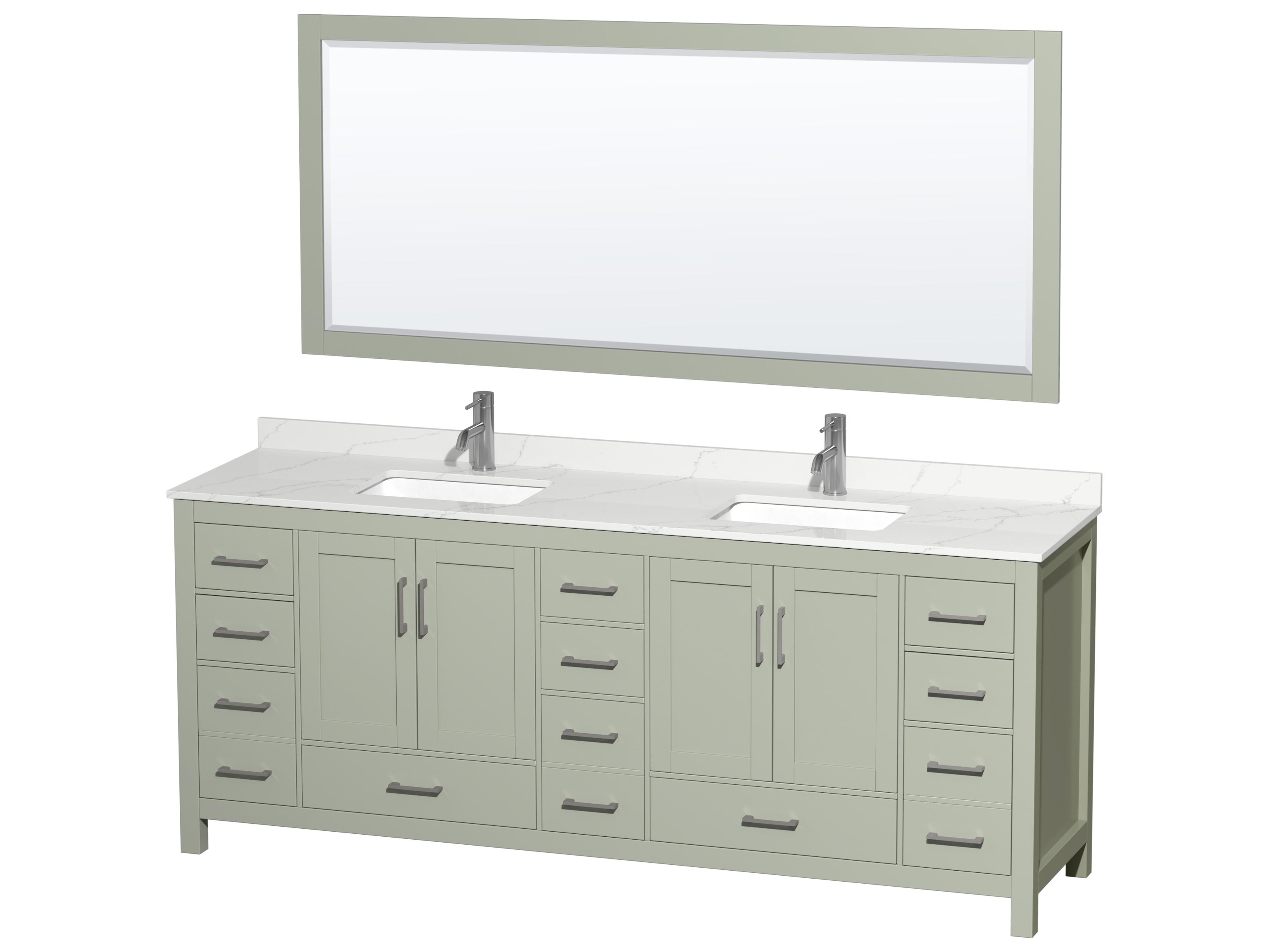 Sheffield 84" Light Green Vanity with 70" Mirror