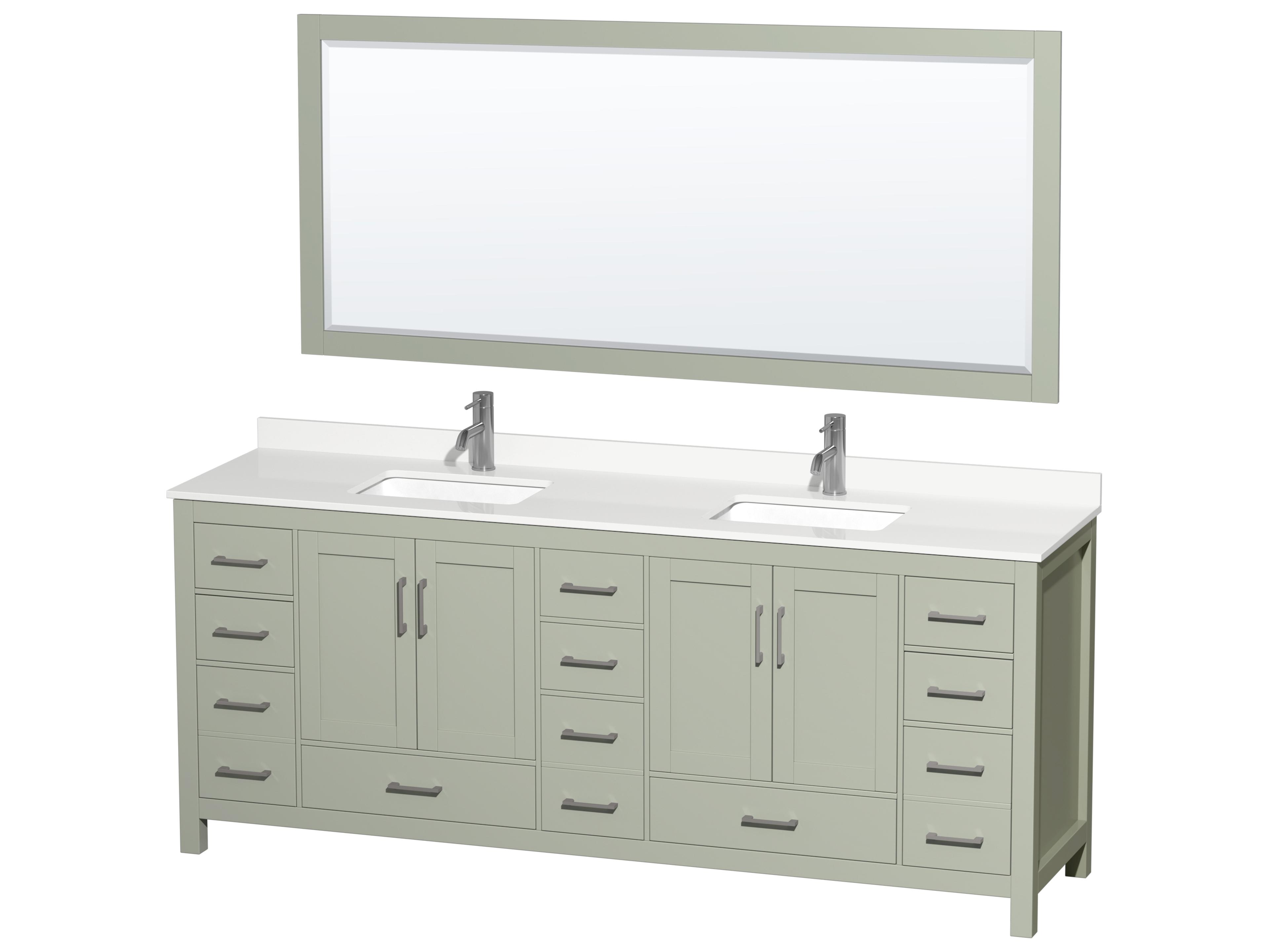 Wyndham Collection Sheffield 84" Light Green Vanity with 70" Mirror
