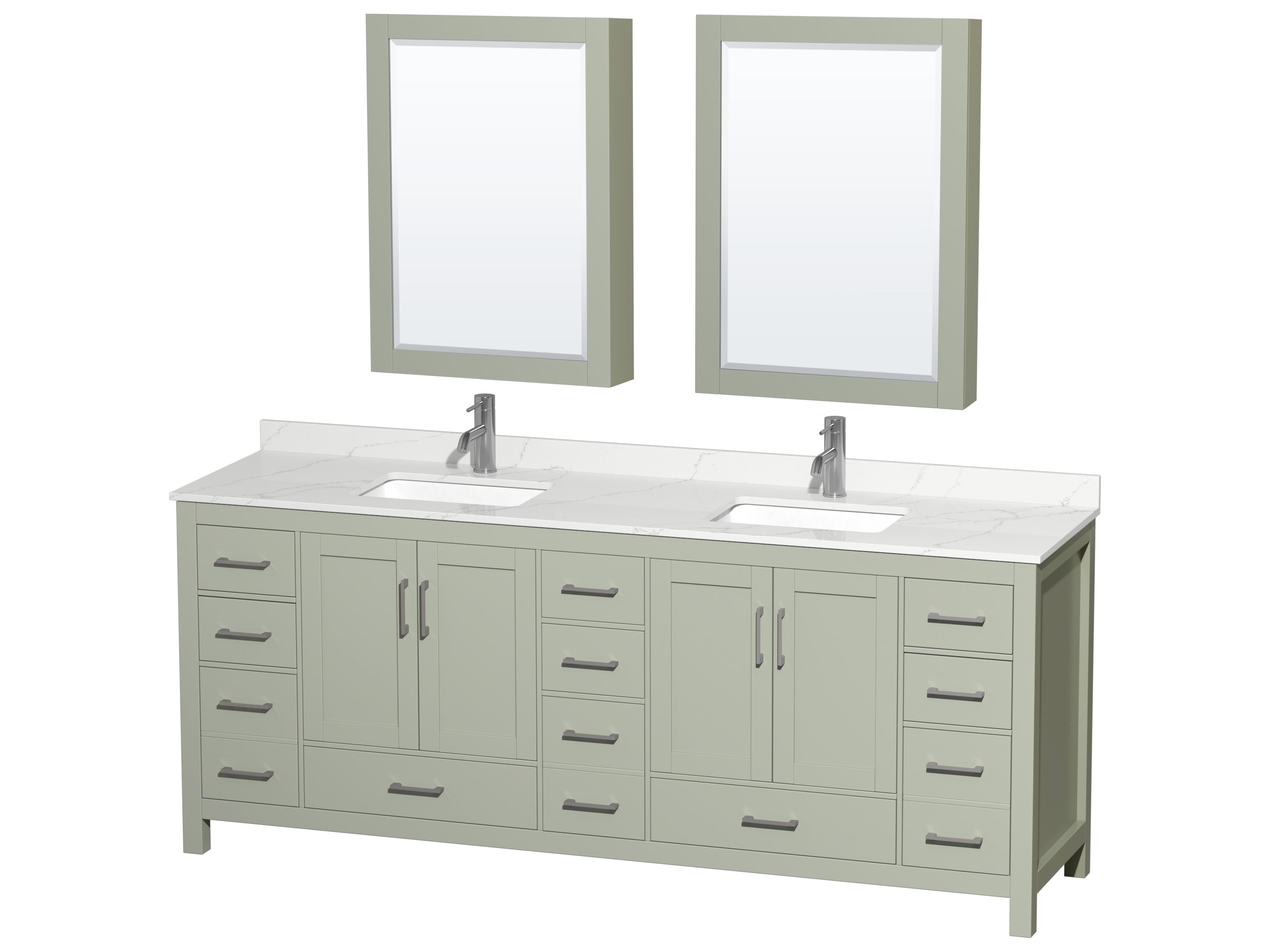 Sheffield 84" Light Green Vanity with Medicine Cabinet