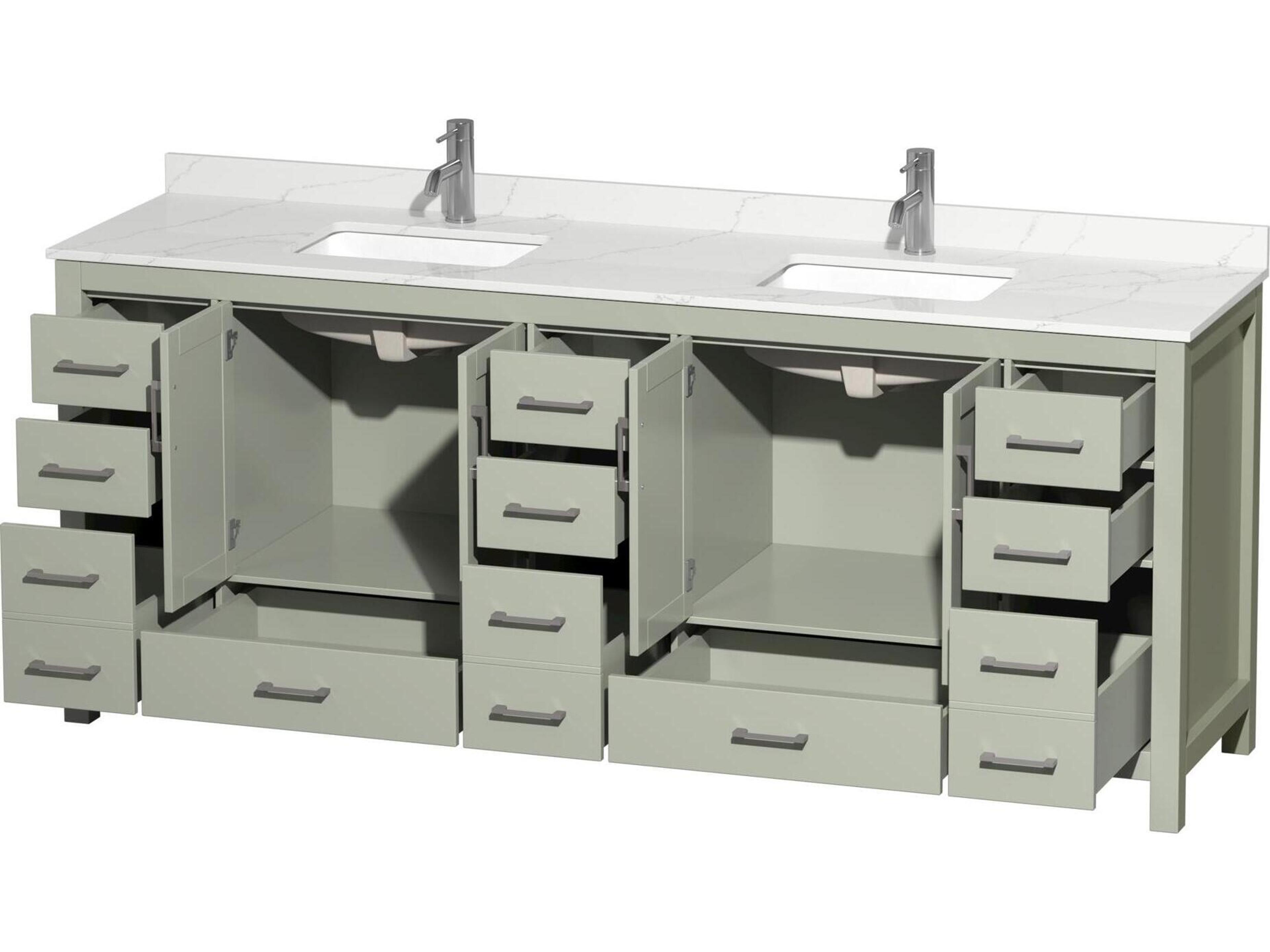 Wyndham Collection Sheffield 84" Light Green Vanity