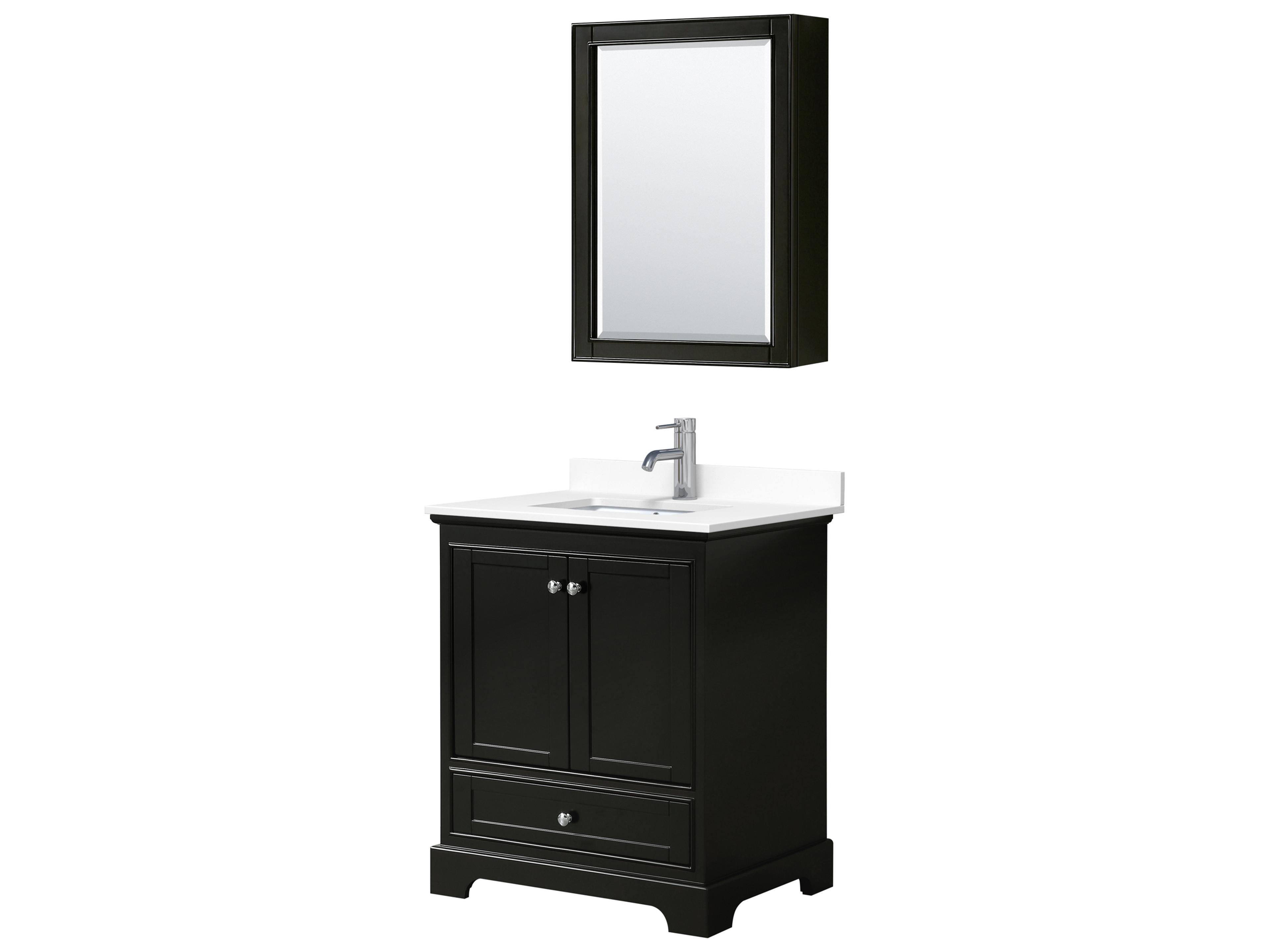 Wyndham Collection Deborah 30" Dark Espresso Vanity with Medicine Cabinet