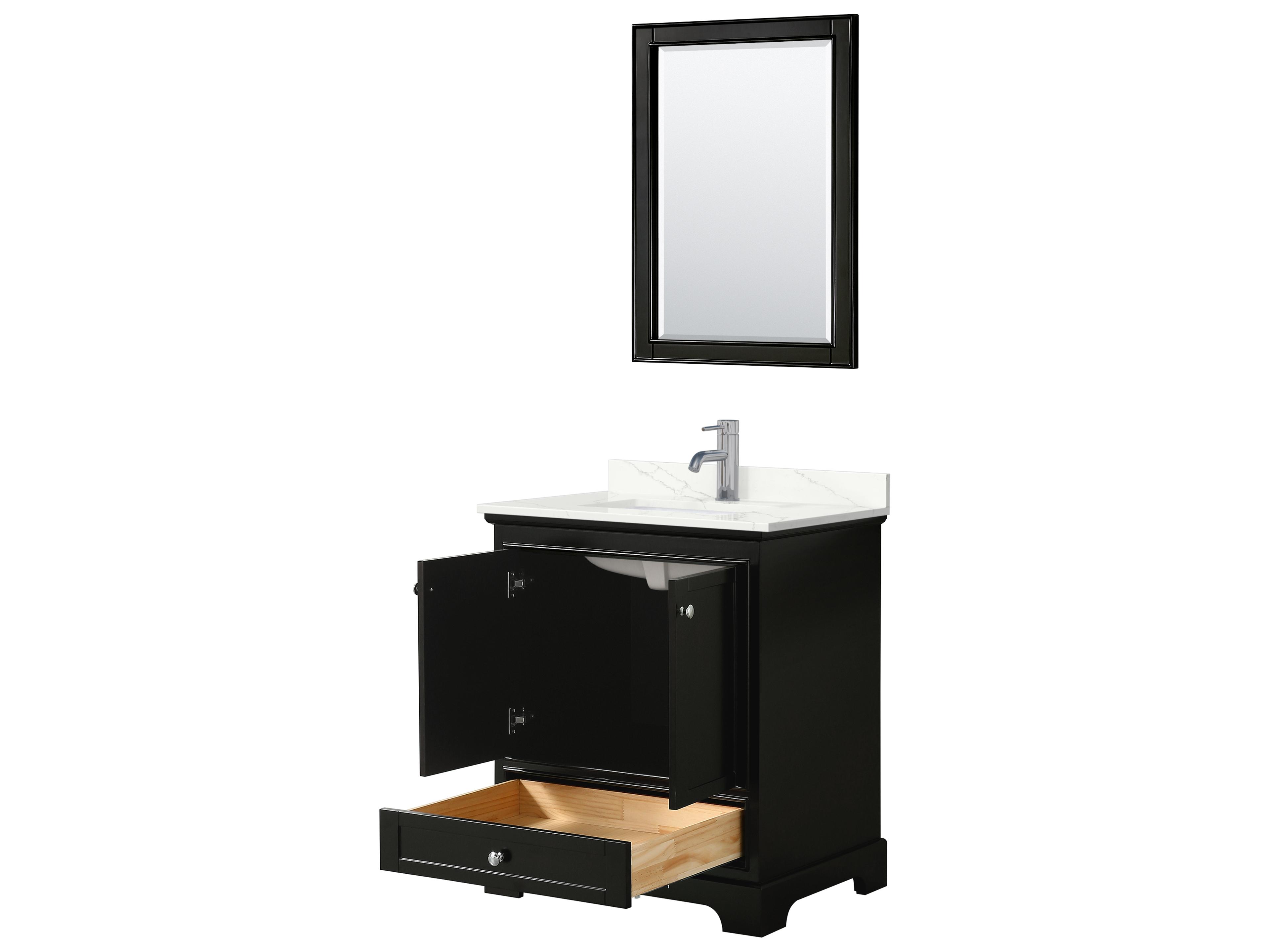 Wyndham Collection Deborah 30" Dark Espresso Vanity with 24" Mirror