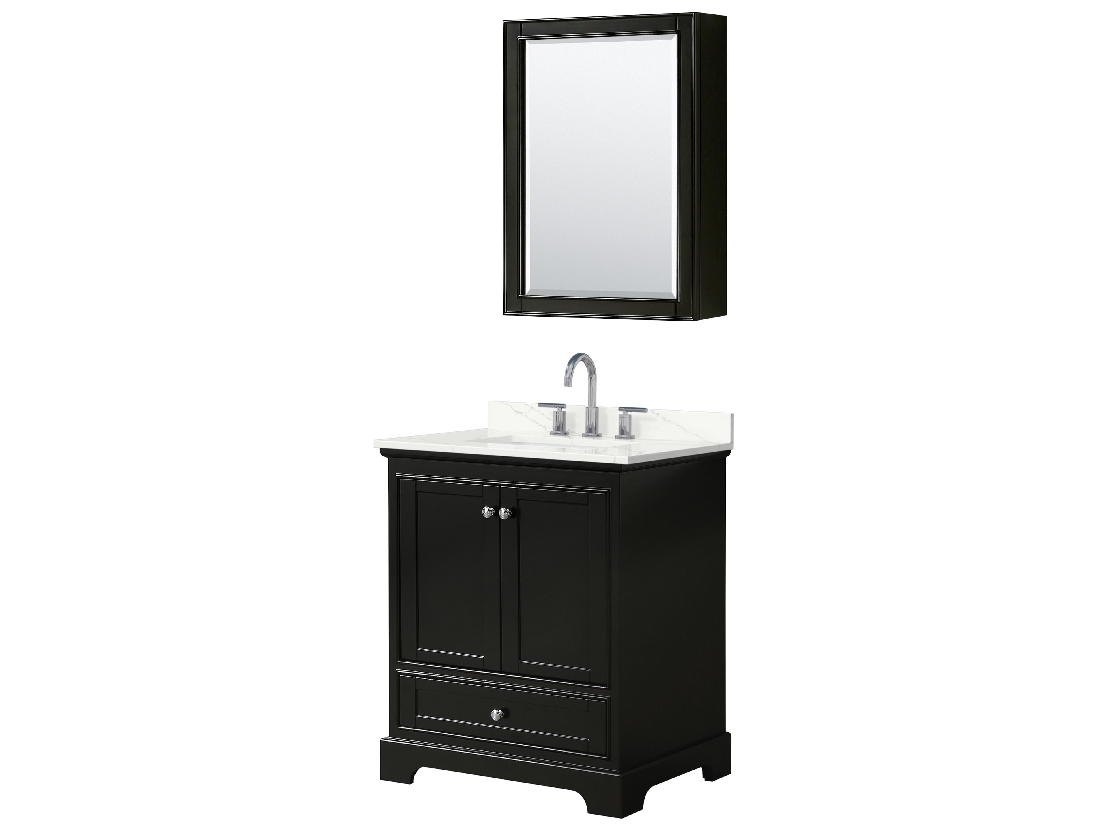 Wyndham Collection Deborah 30" Dark Espresso Vanity with Medicine Cabinet